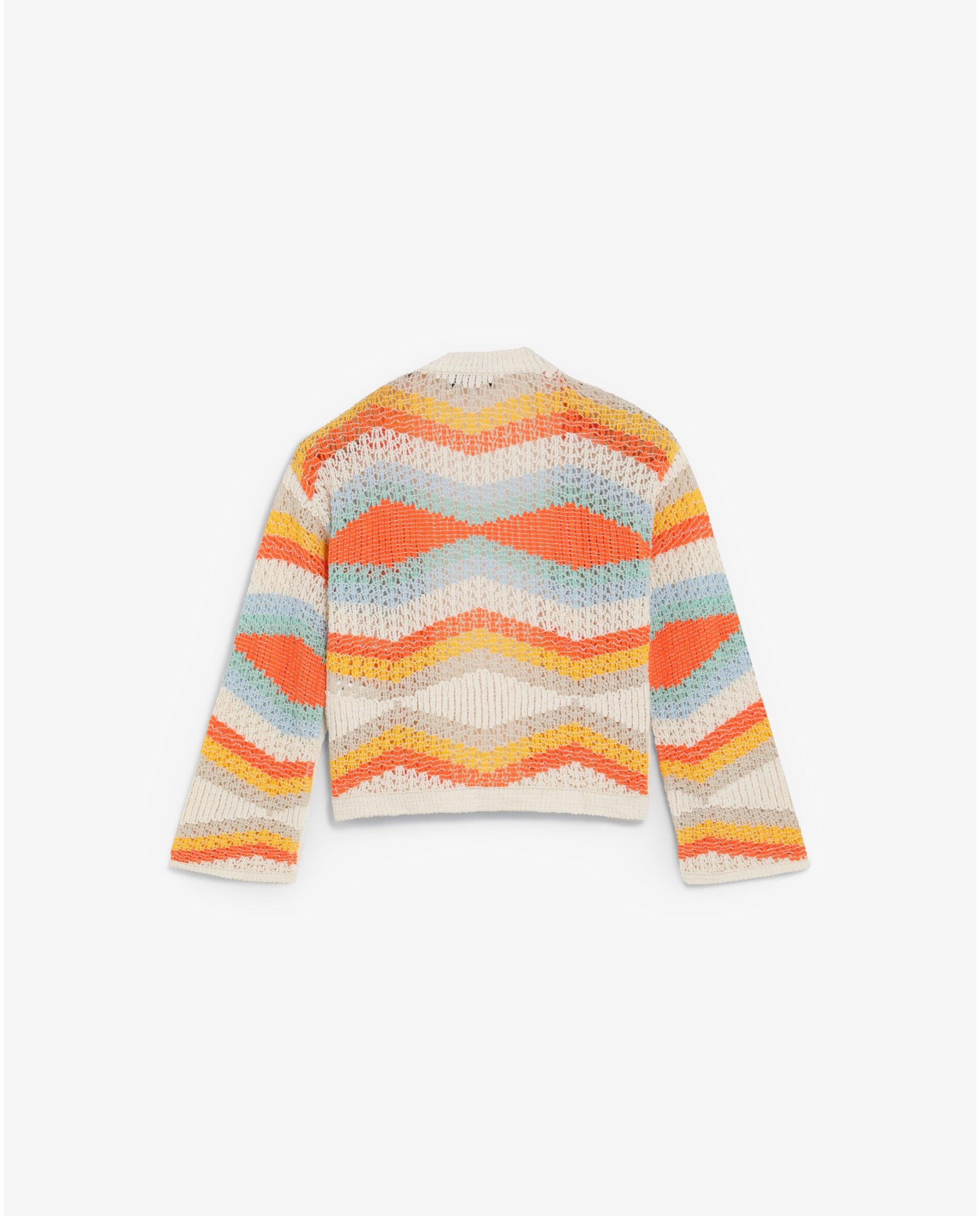 Cardigan em Crochet com Mangas Amplas Multicolor-5