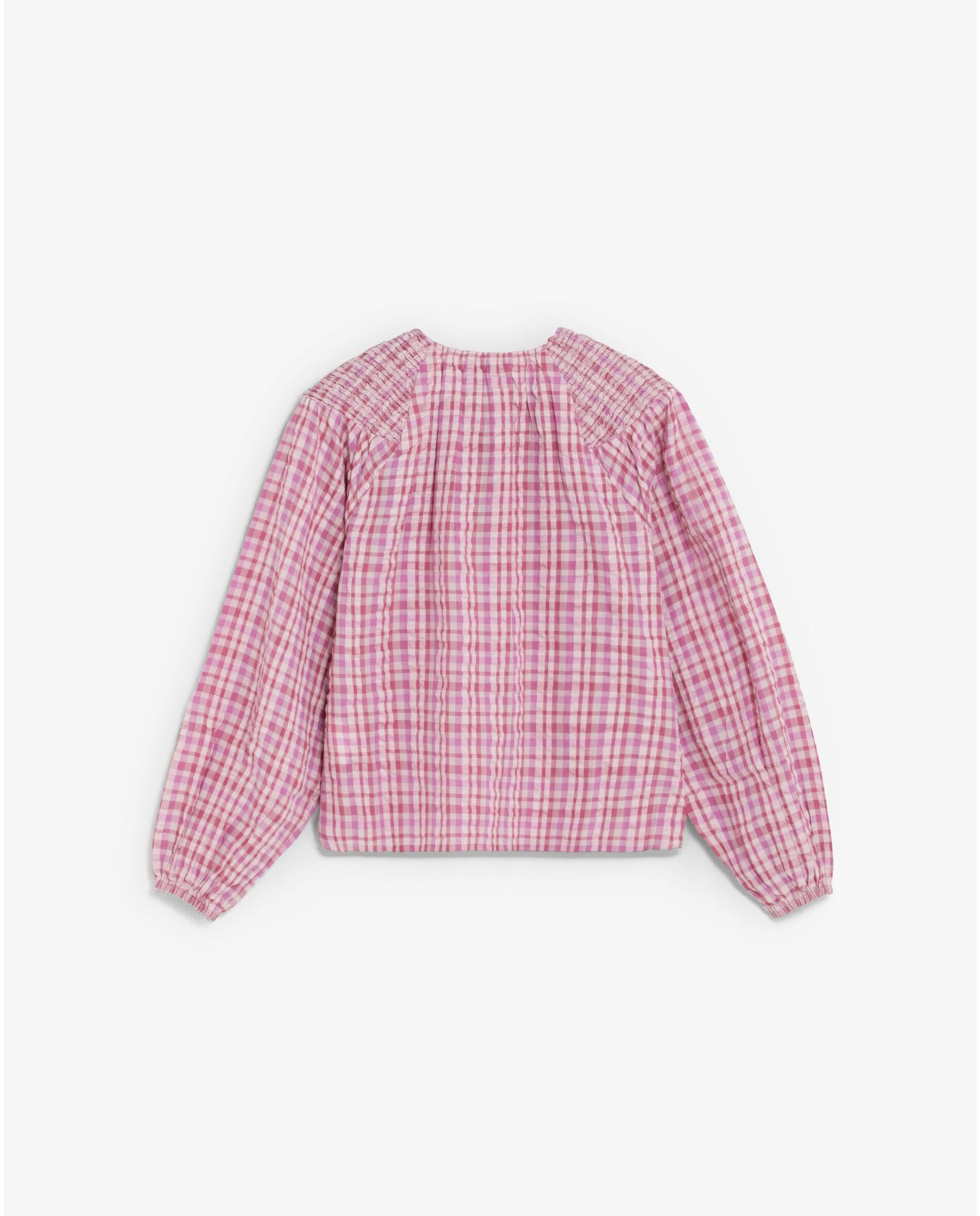 Blusa Aos Quadrados Vichy com Mangas Abalonadas Scalpers Rosa-2