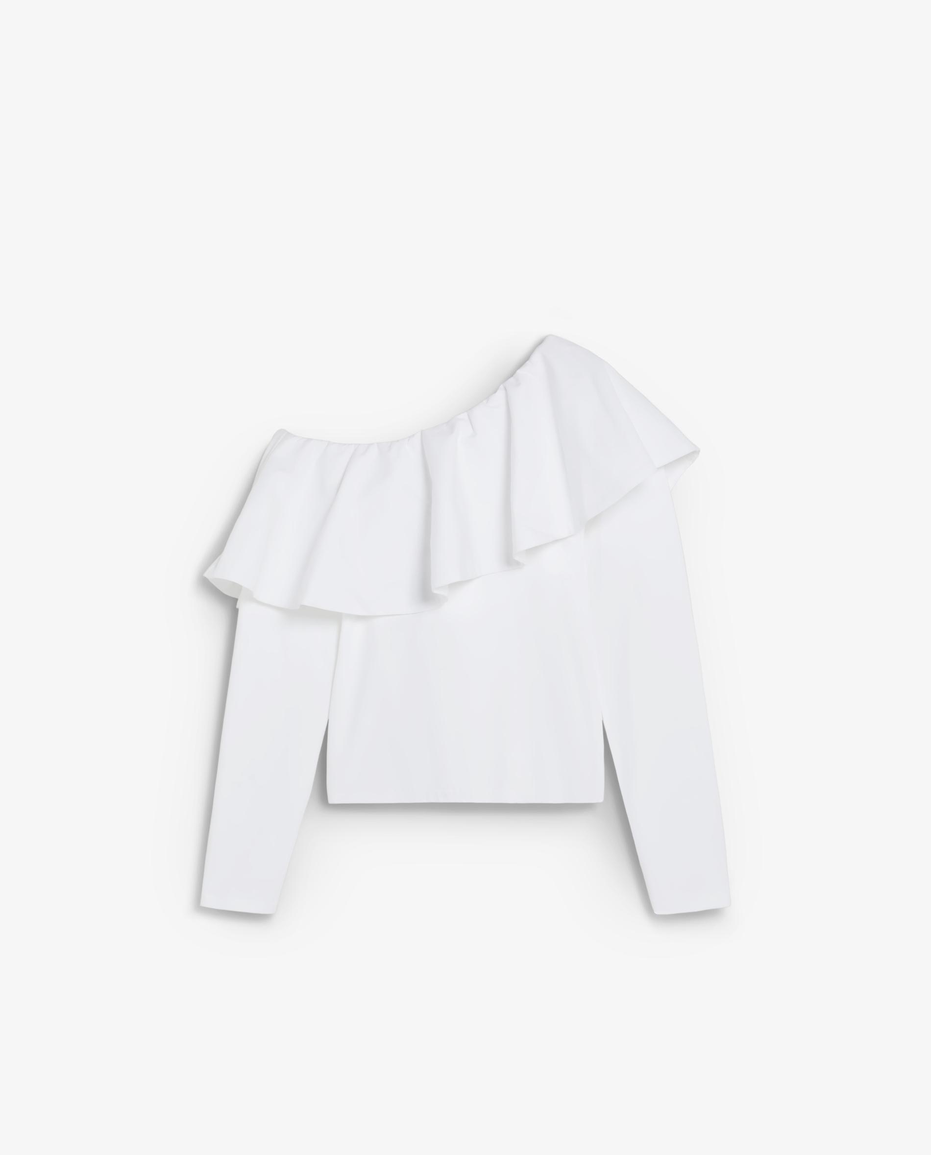 Top Assimétrico com Folho Branco-6