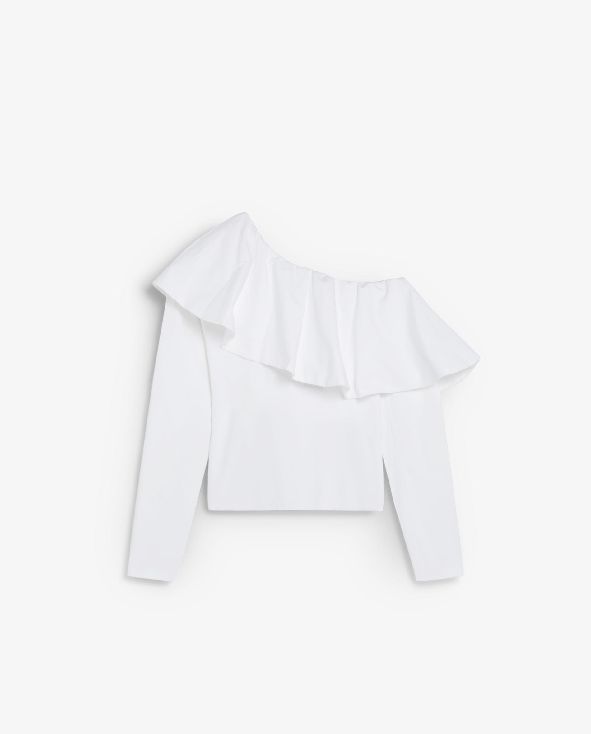 Top Assimétrico com Folho Branco-7