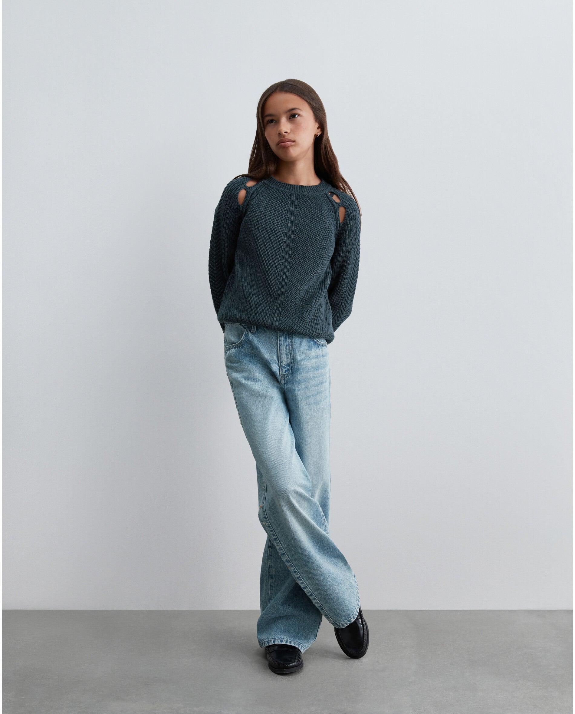 Imagem 0 de Jeans Wide Leg com Tachas Laterais Infantil