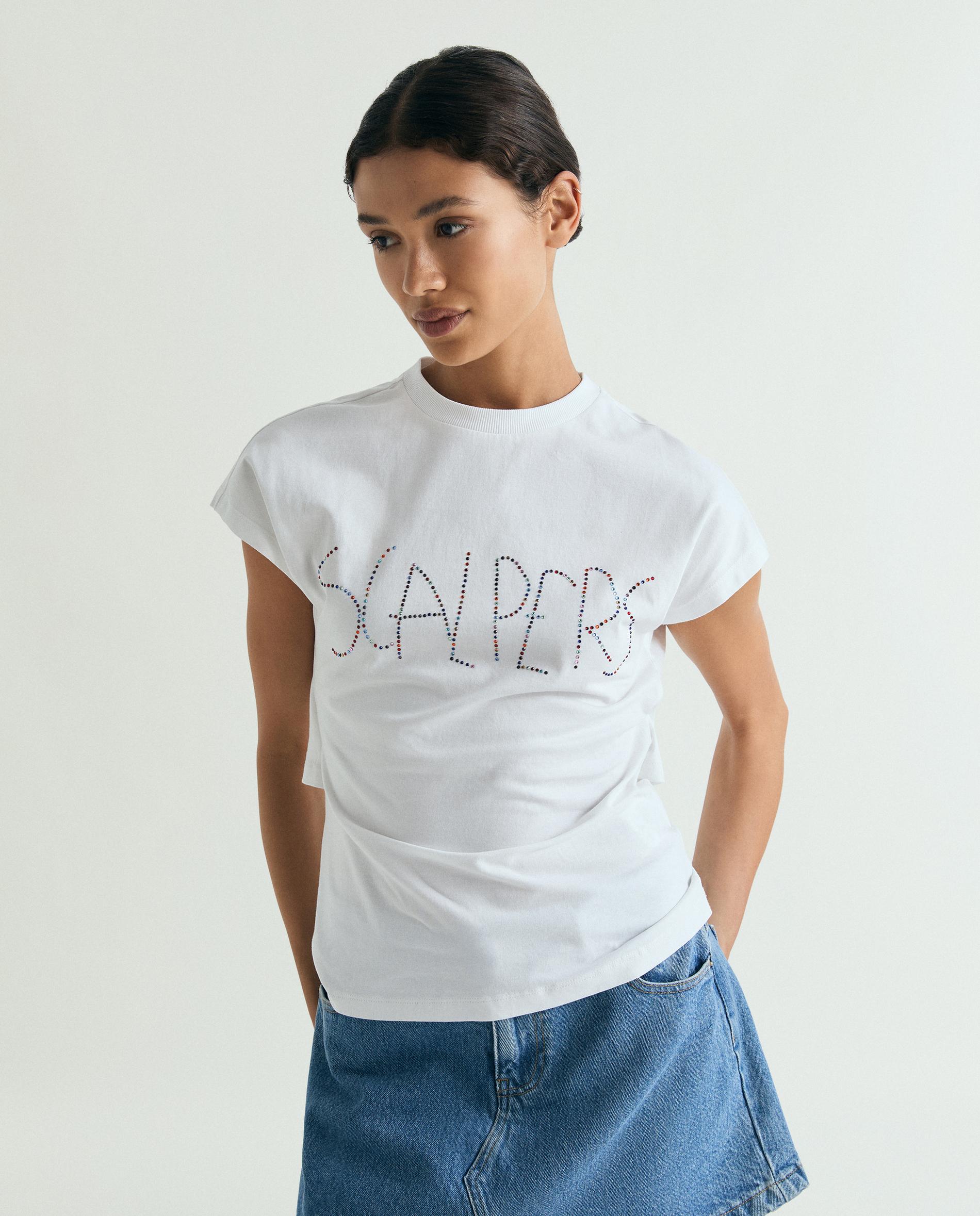 Imagem 0 de T-shirt com Logo de Strass e Nó Posterior