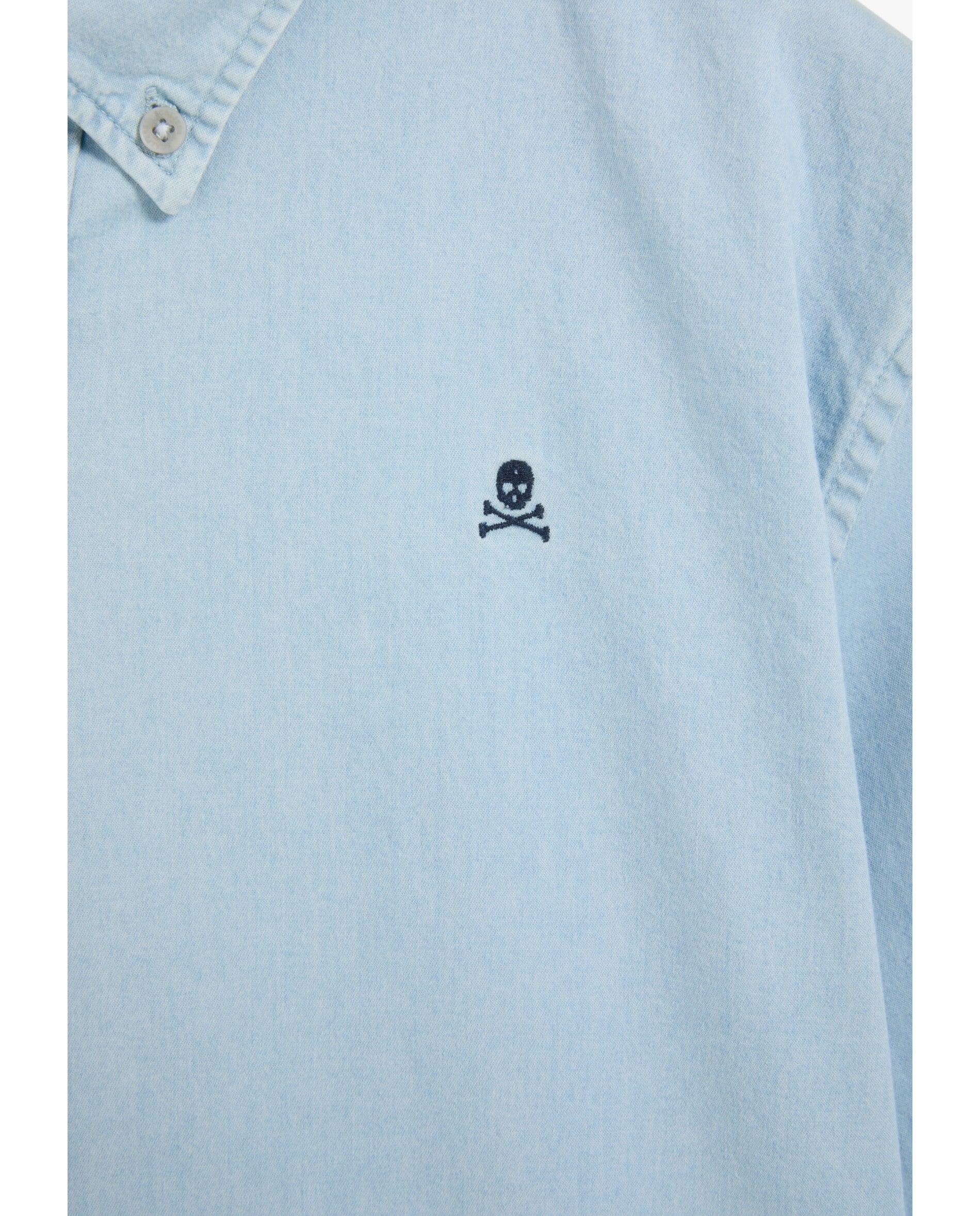 Camisa Jeans Regular Fit de Manga Comprida Azul-claro-7