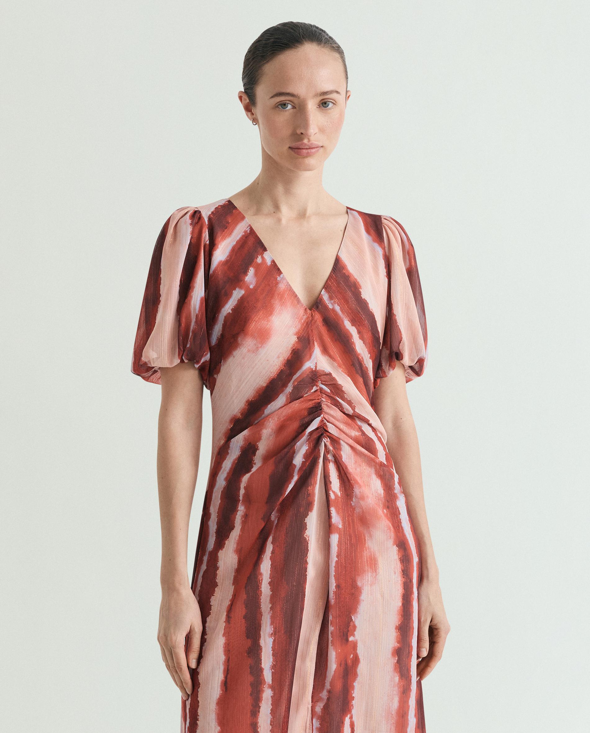 Vestido Midi Tie Dye de Manga Curta Multicolor-2