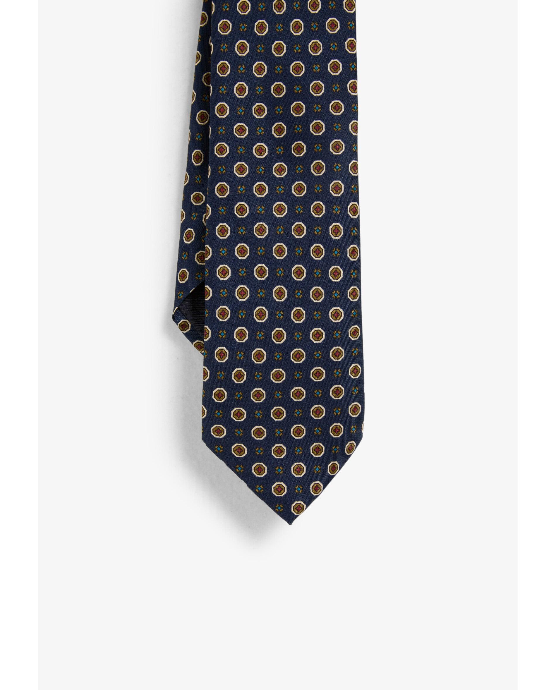 Gravata de Seda Estampada Navy-2