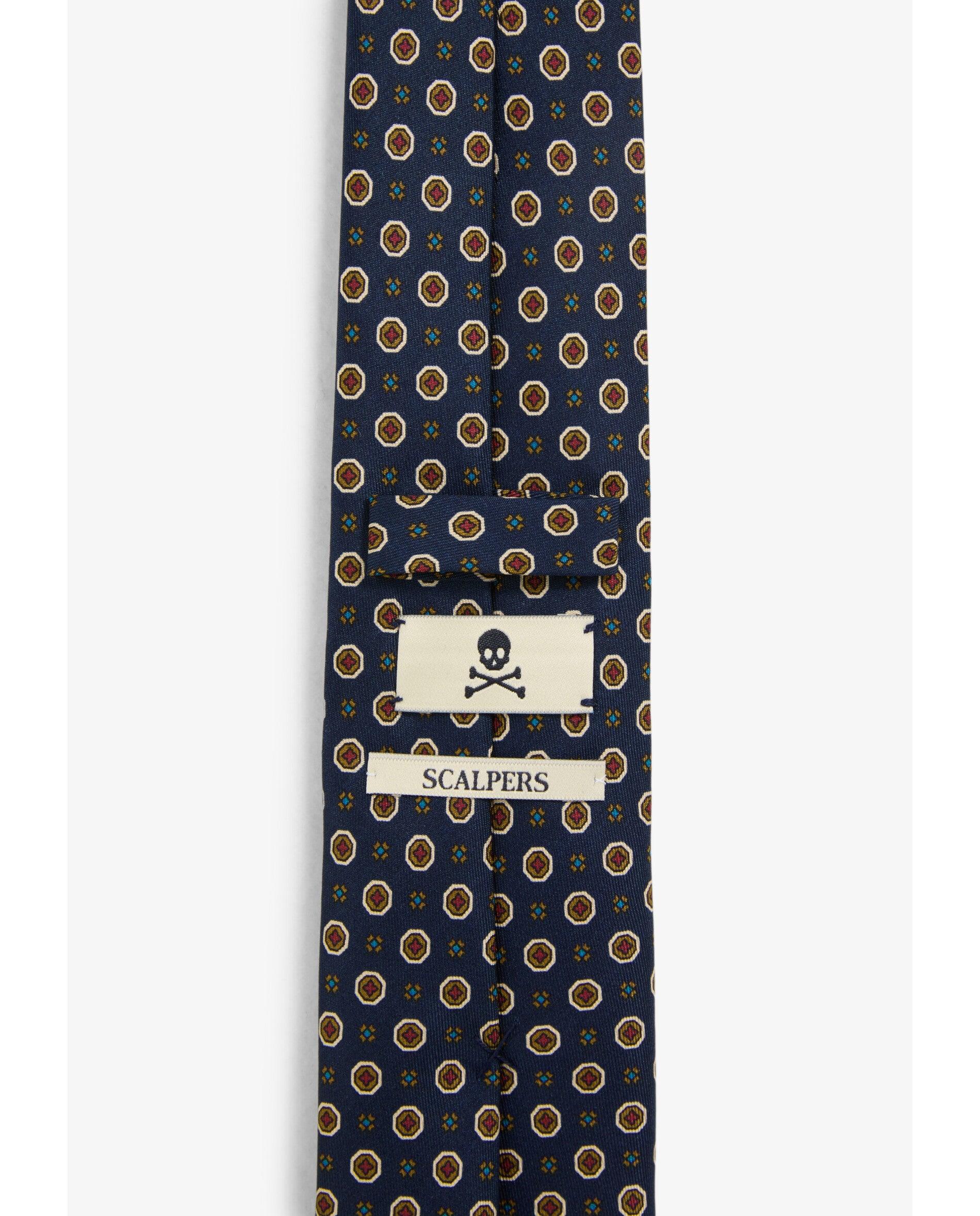 Gravata de Seda Estampada Navy-3
