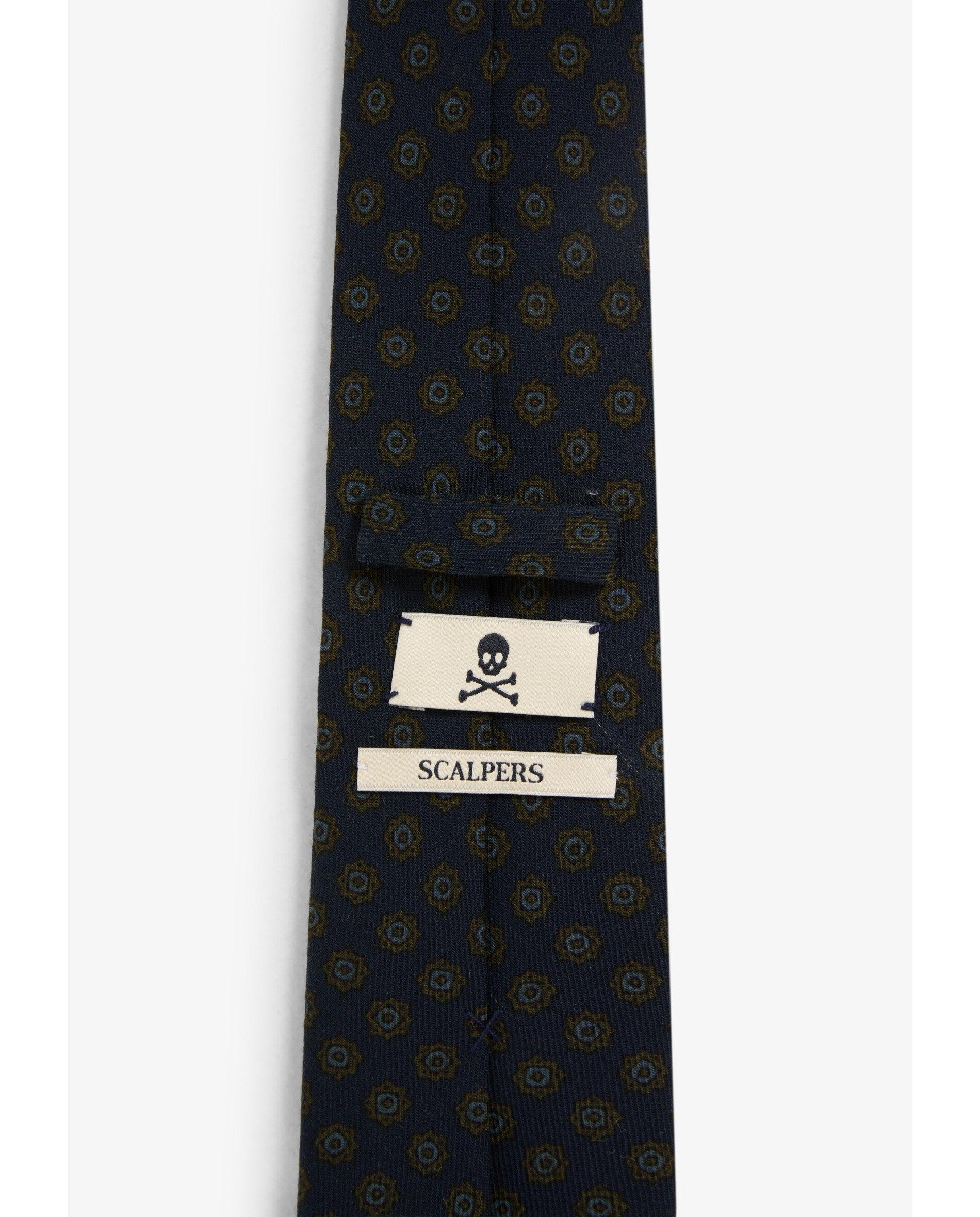 Gravata de Seda Estampada Navy-3
