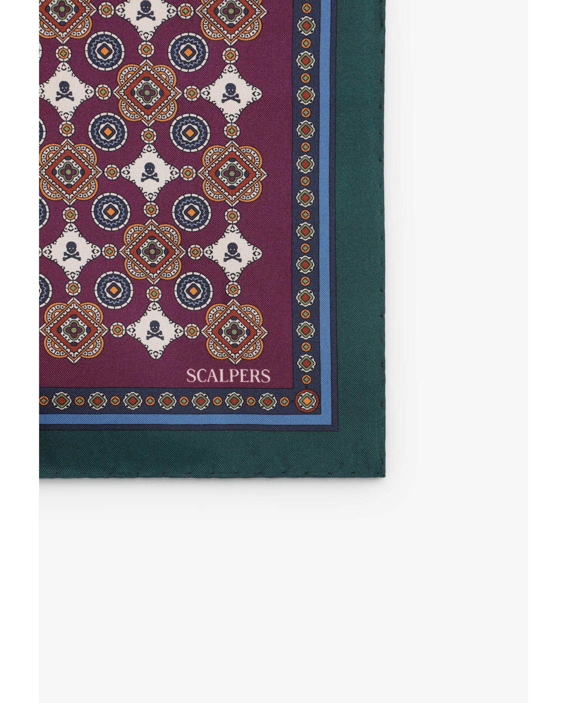 Lenço de Seda com Motivos Estampados Bordeaux-2