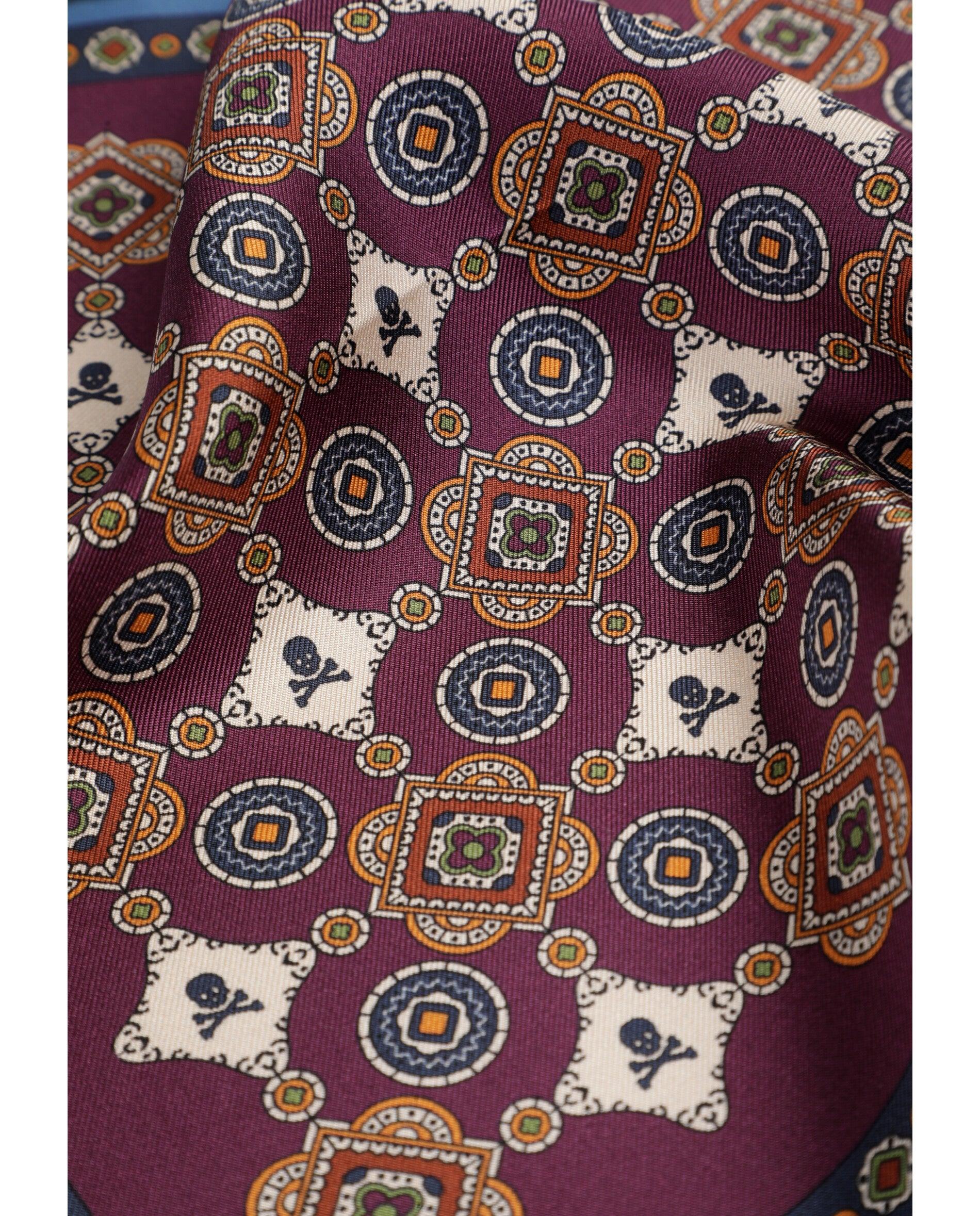 Lenço de Seda com Motivos Estampados Bordeaux-3