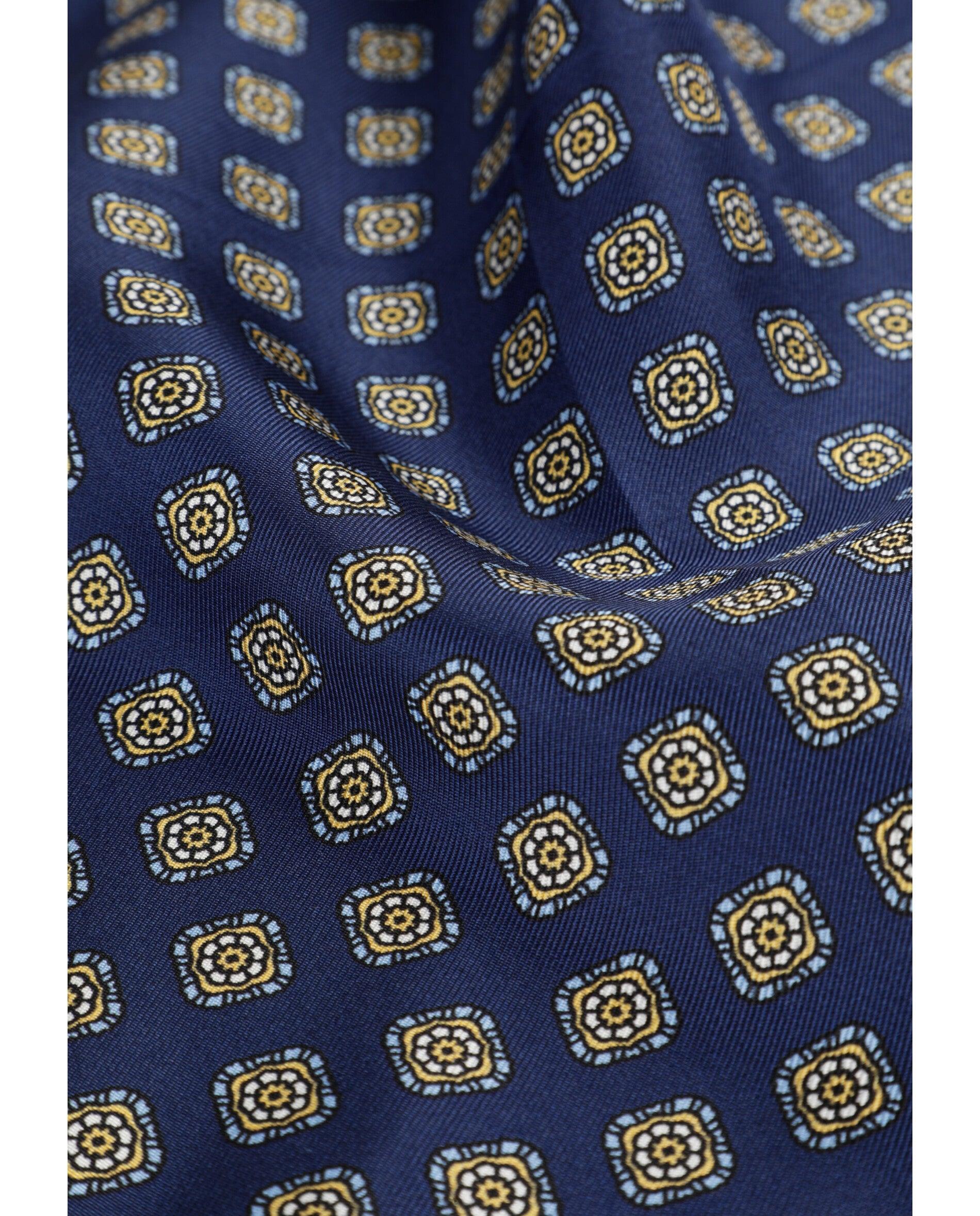 Lenço de Seda com Motivos Estampados Azul-marinho-3