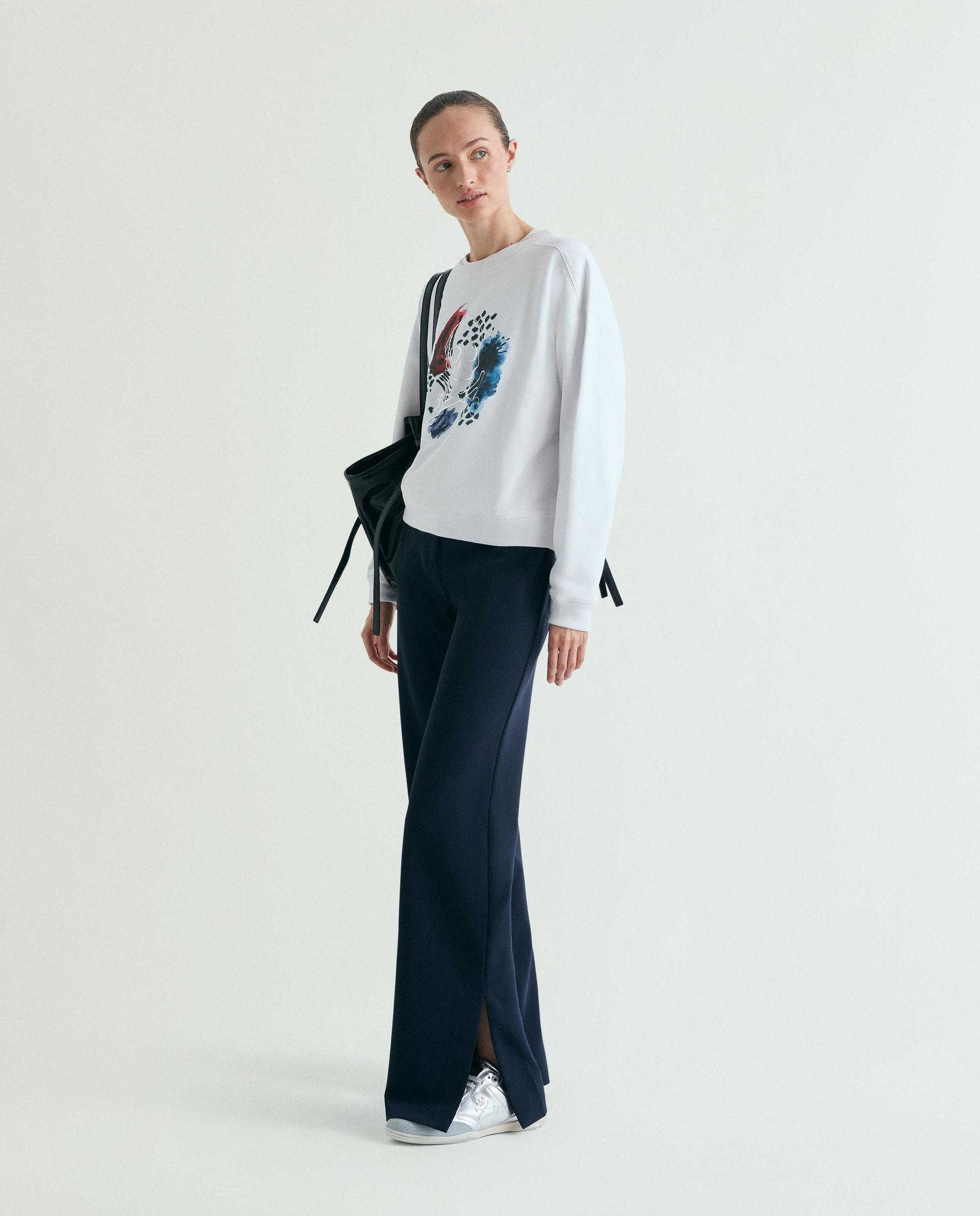 Sweatshirt de Algodão com Desenho Frontal Branco-3