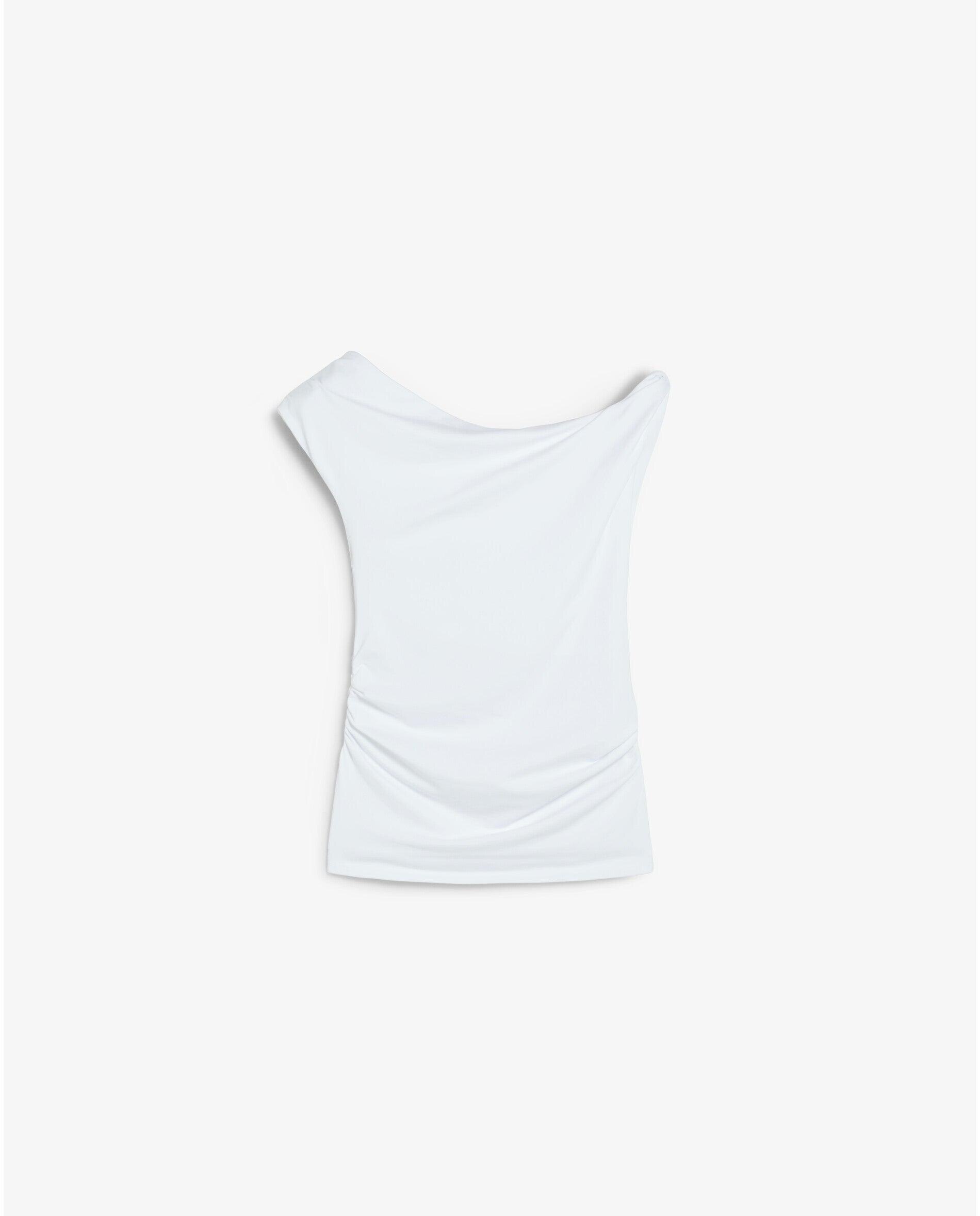T-shirt Slim Fit com Decote Assimétrico Branco-5