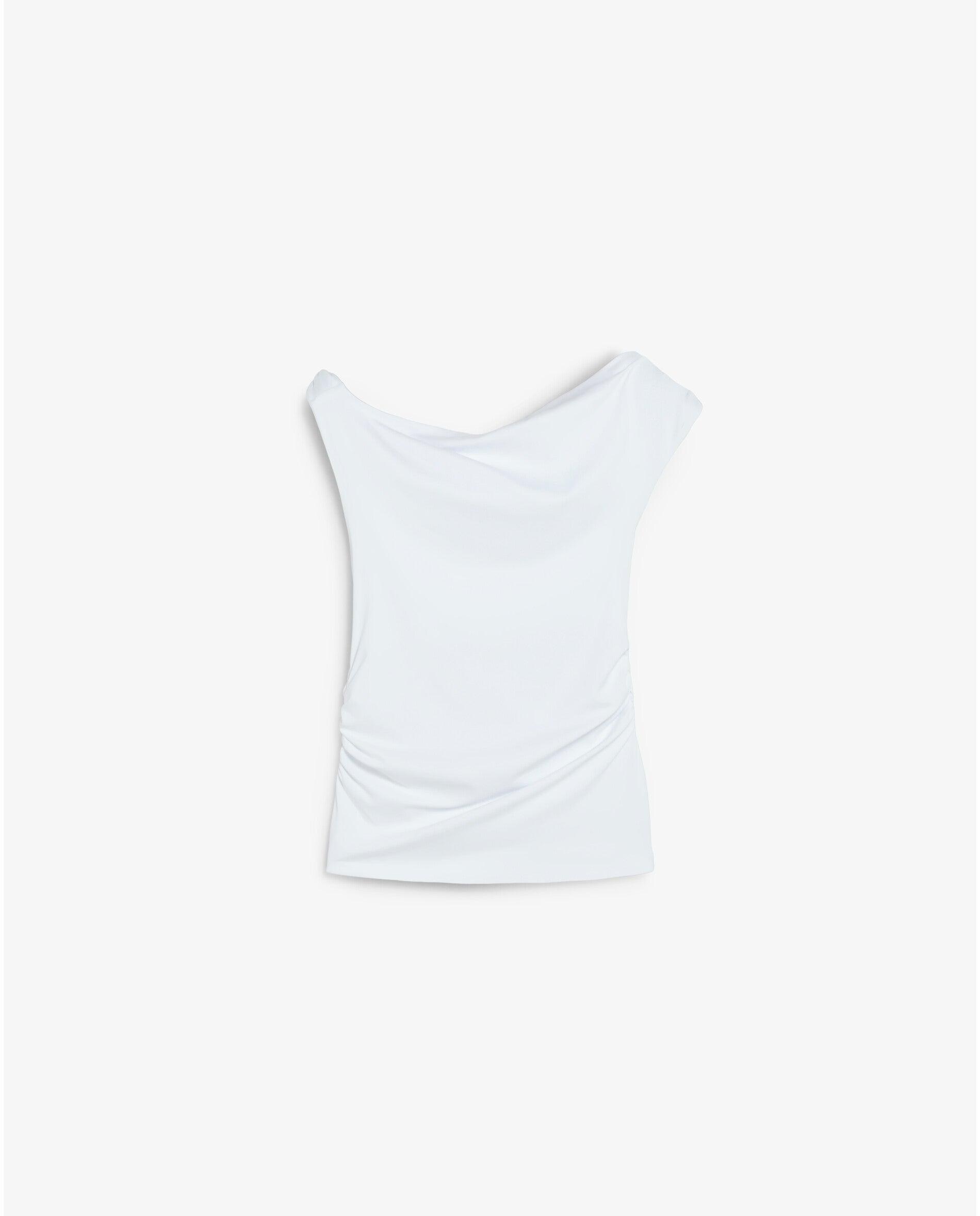 T-shirt Slim Fit com Decote Assimétrico Branco-6