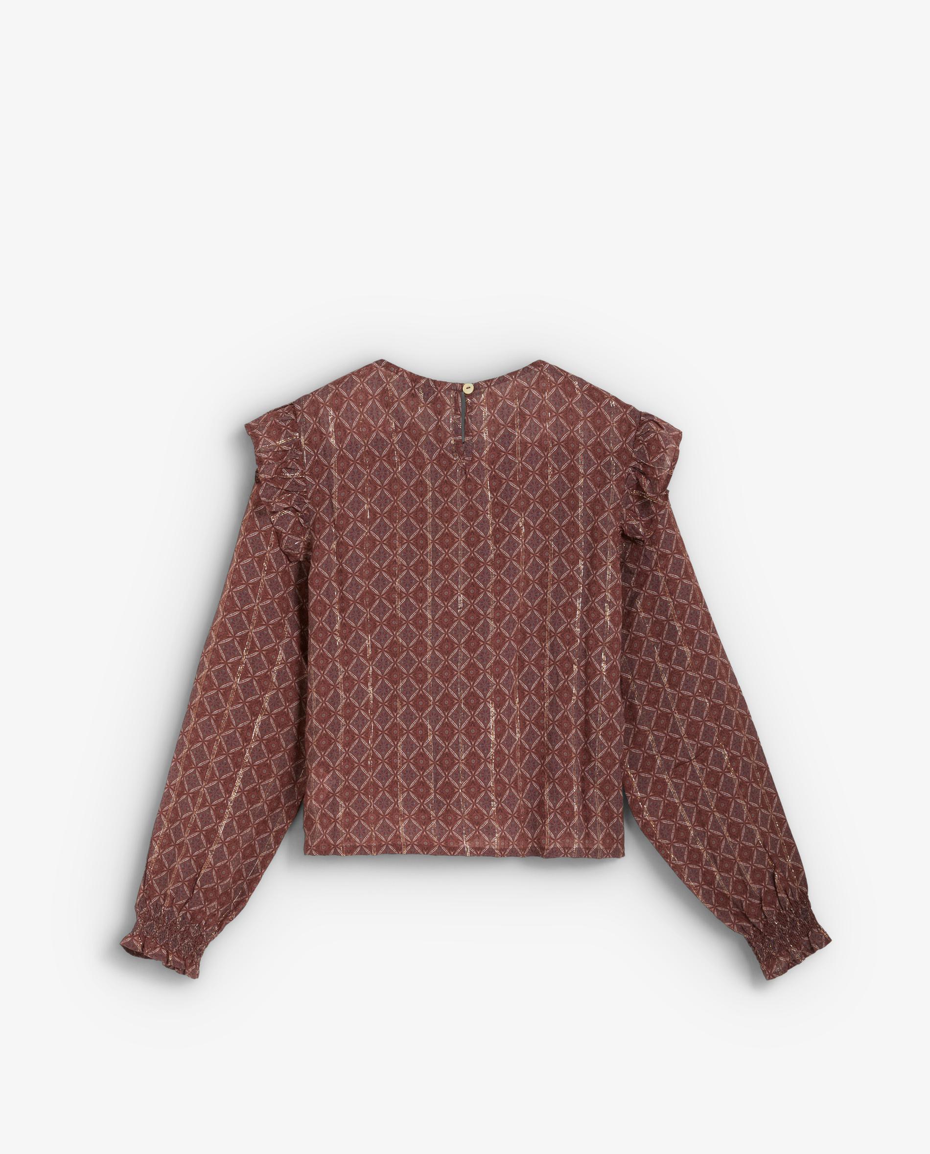 Blusa Estampada com Folhos Bordeaux-2