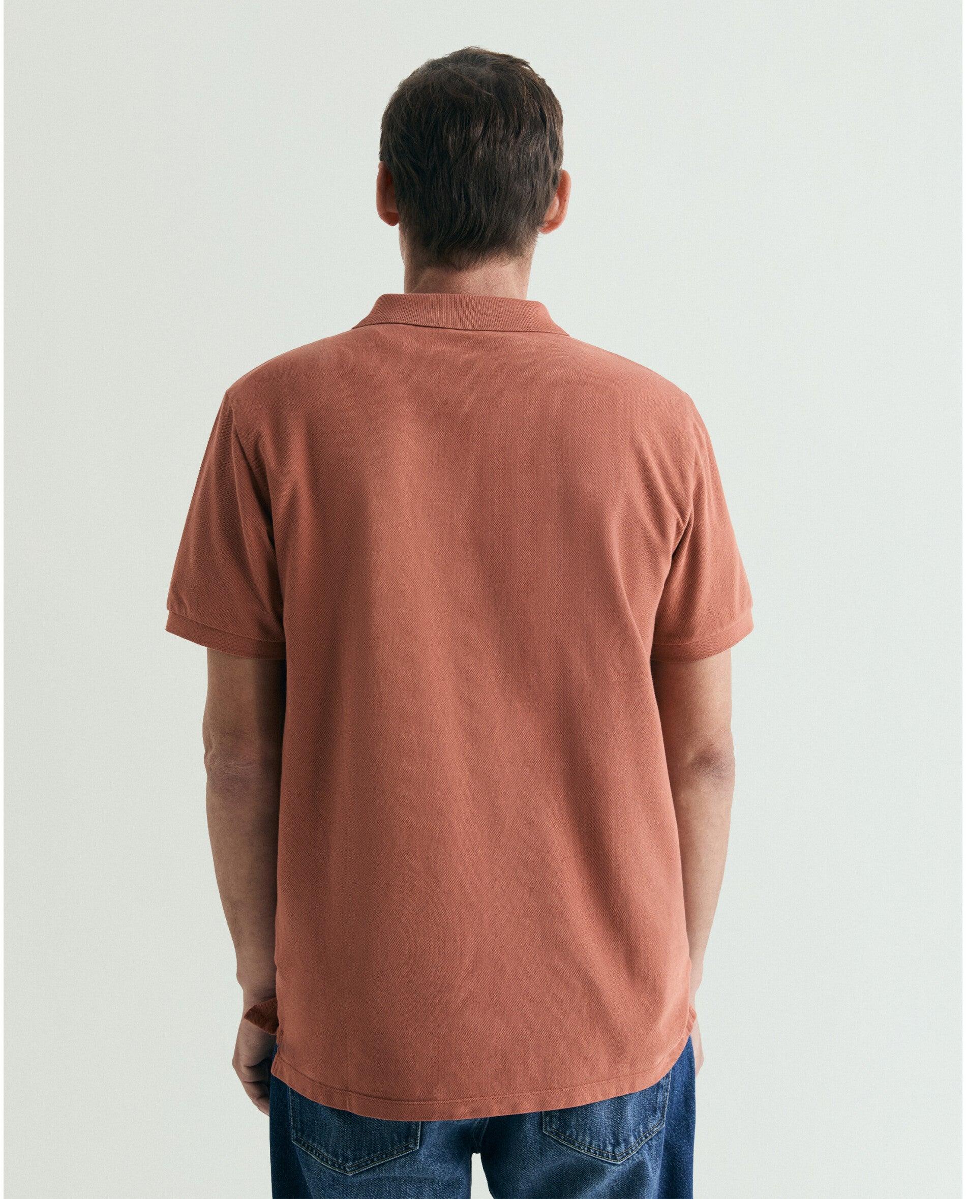 Polo de Manga Curta Piqué Regular Fit Liso Terracota-2