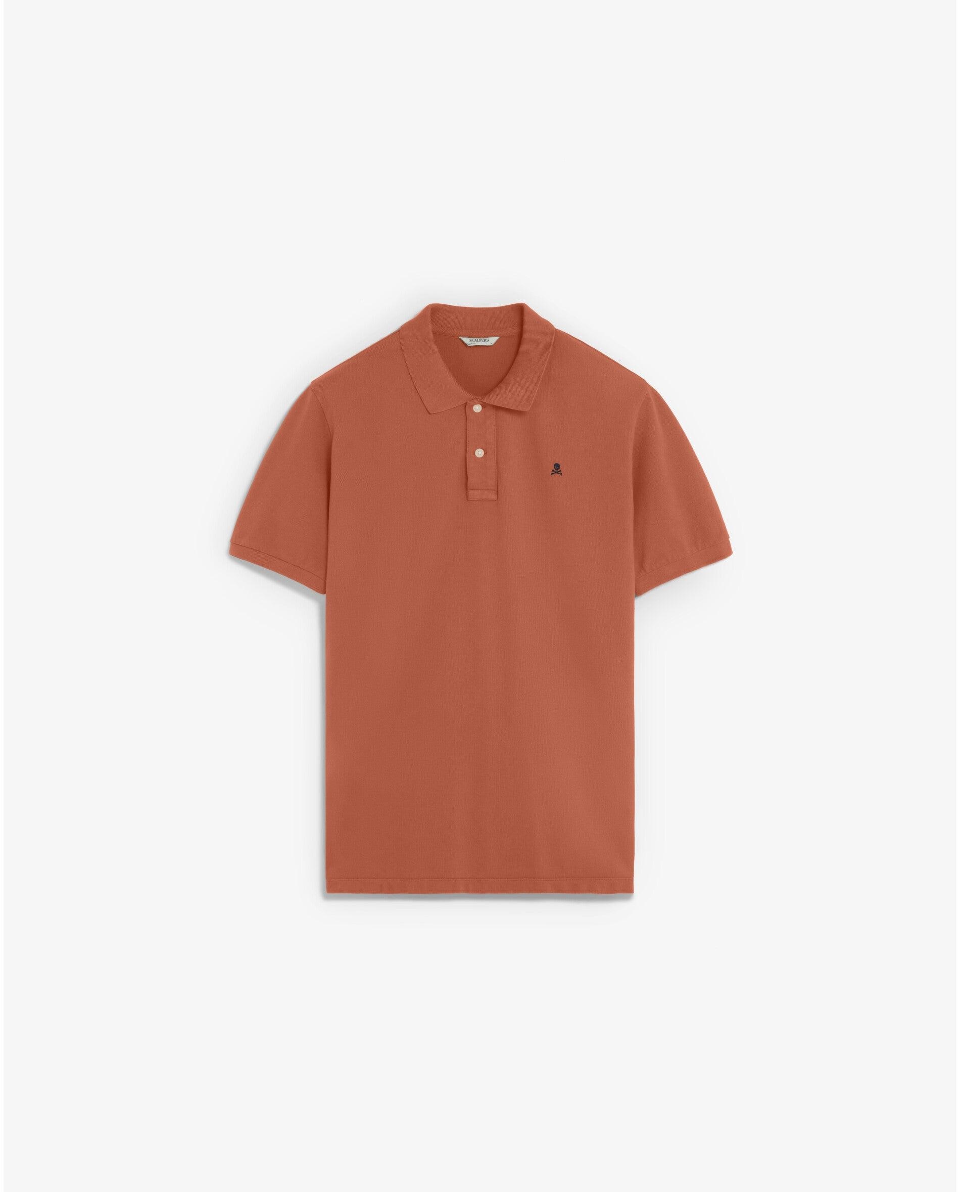 Polo de Manga Curta Piqué Regular Fit Liso Terracota-5