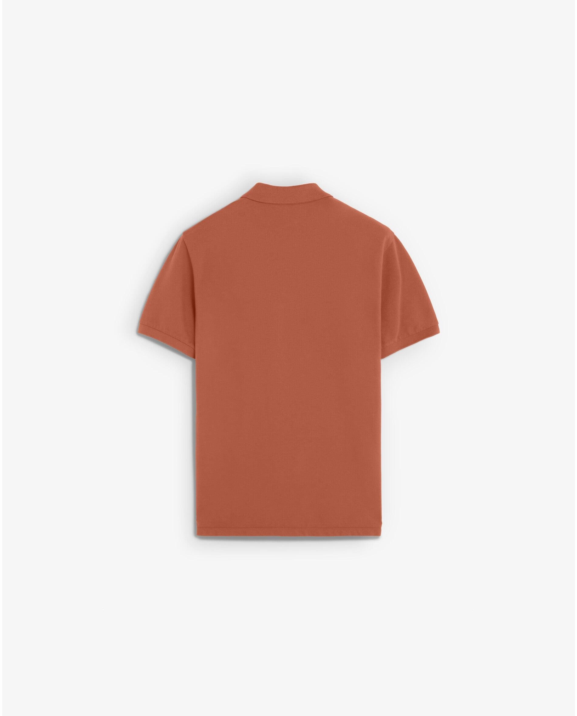 Polo de Manga Curta Piqué Regular Fit Liso Terracota-6