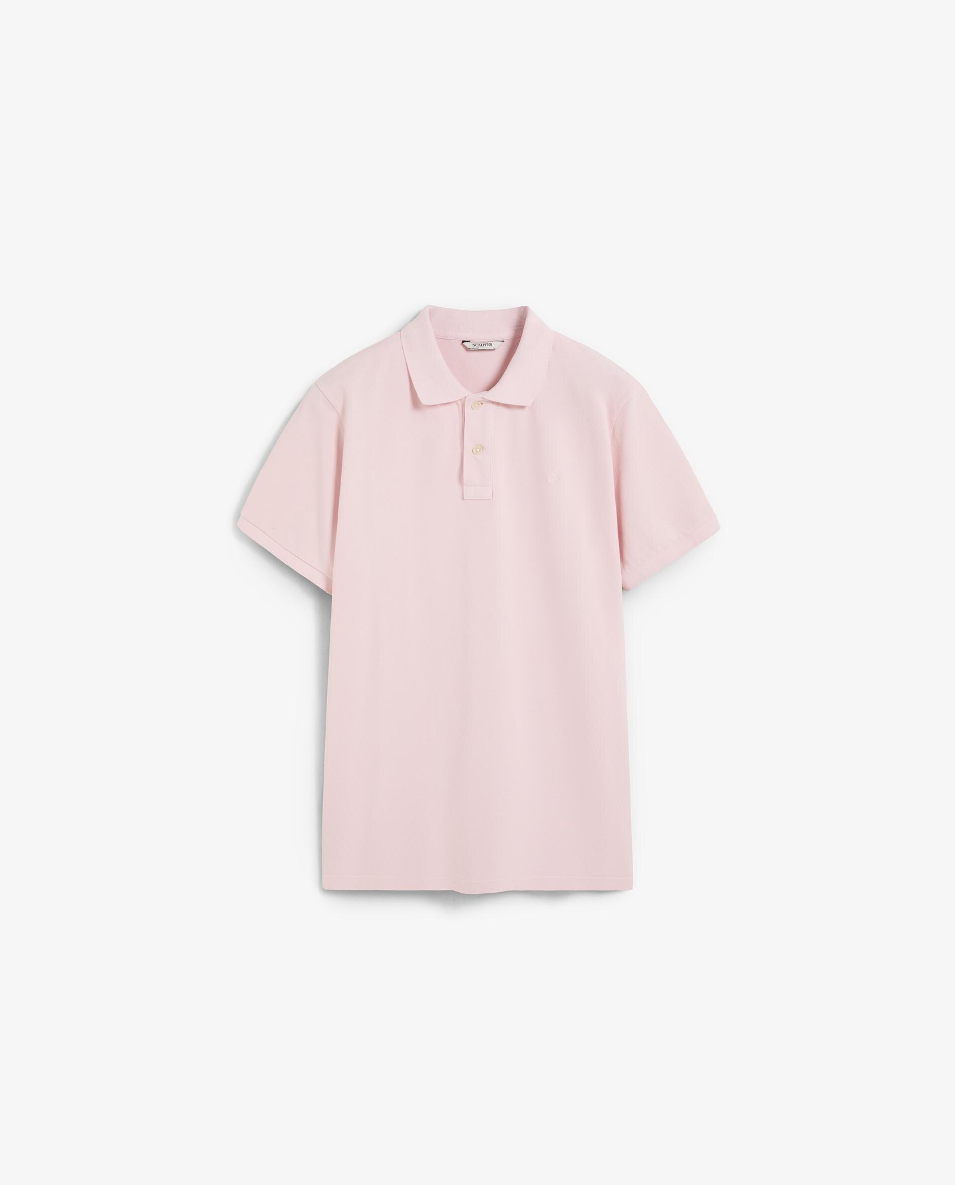 Polo de Manga Curta Piqué Regular Fit Liso Rosa-claro-4