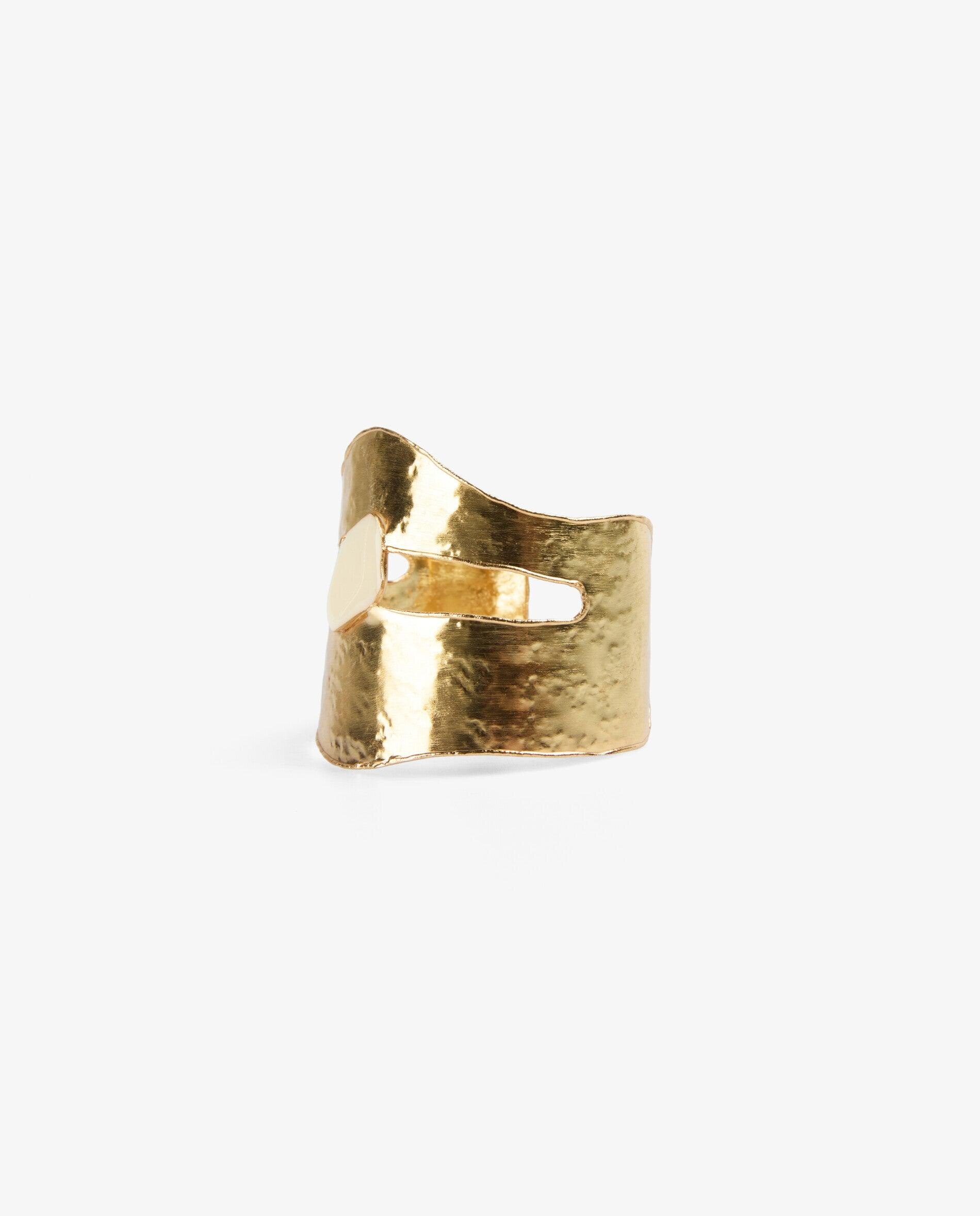 Bracelete Texturizado com Pedra Decorativa Dourado-2