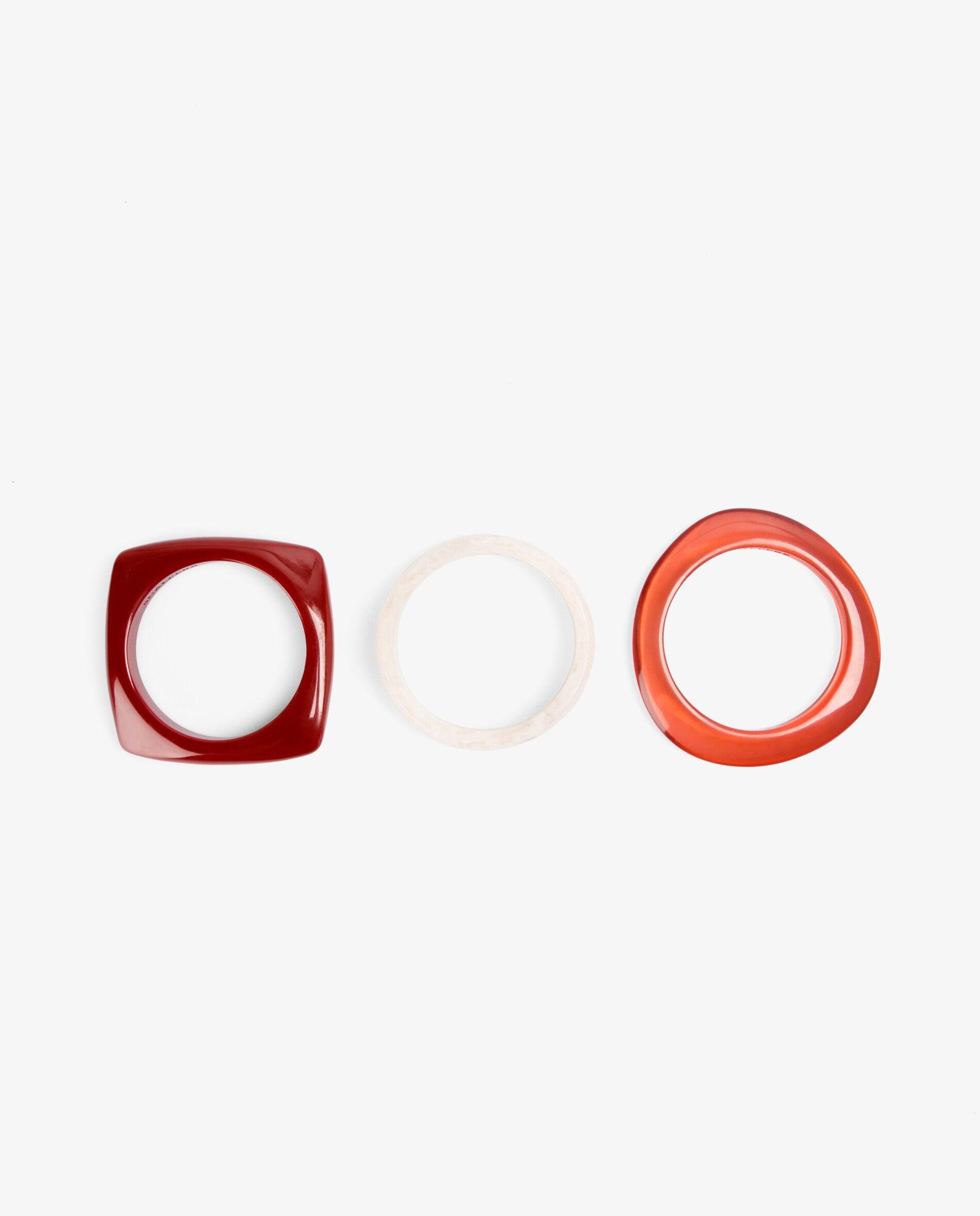 Set de Braceletes Tricolor Efeito Pedra Vermelho-2