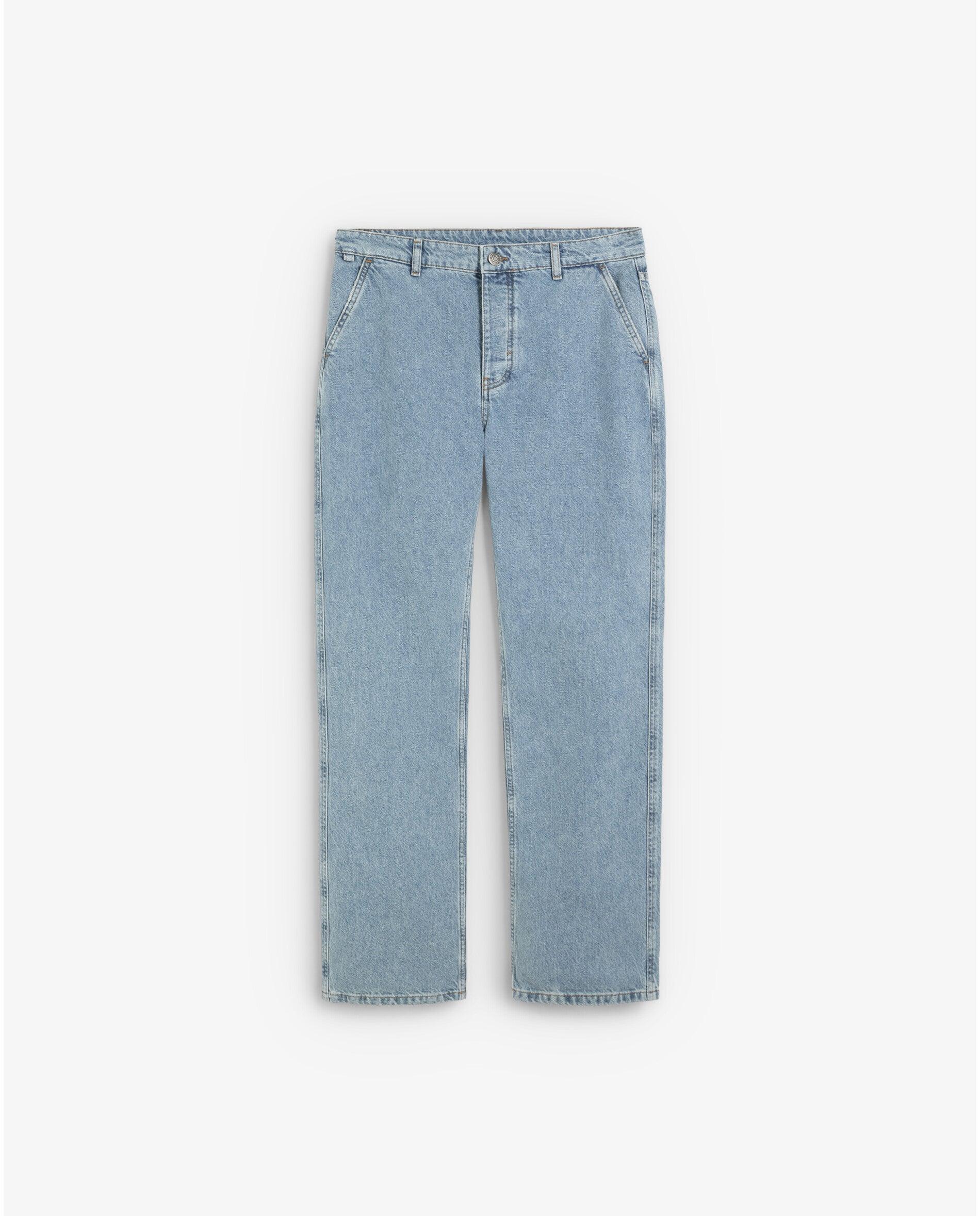 Jeans Regular Cinco Bolsos com Efeito Lavado Azul-claro-5