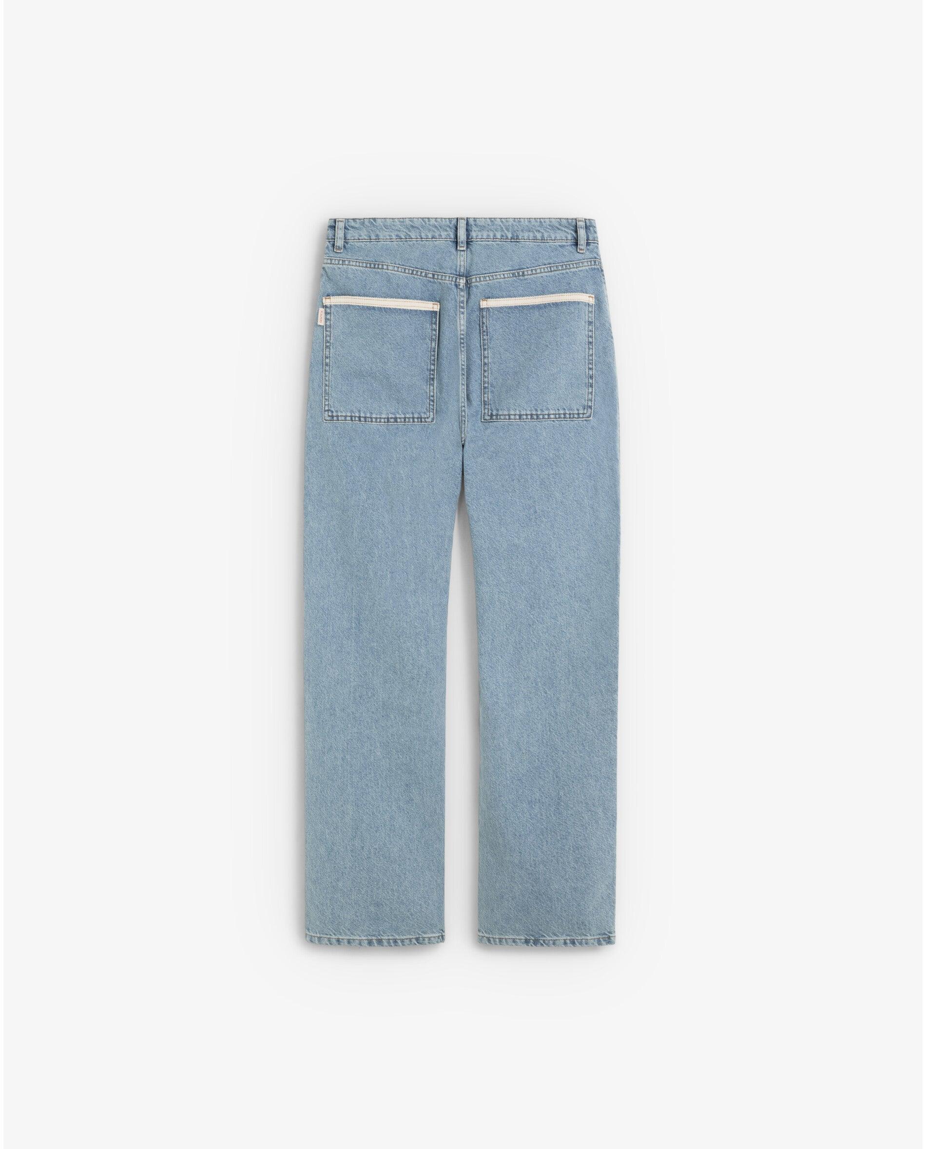 Jeans Regular Cinco Bolsos com Efeito Lavado Azul-claro-6