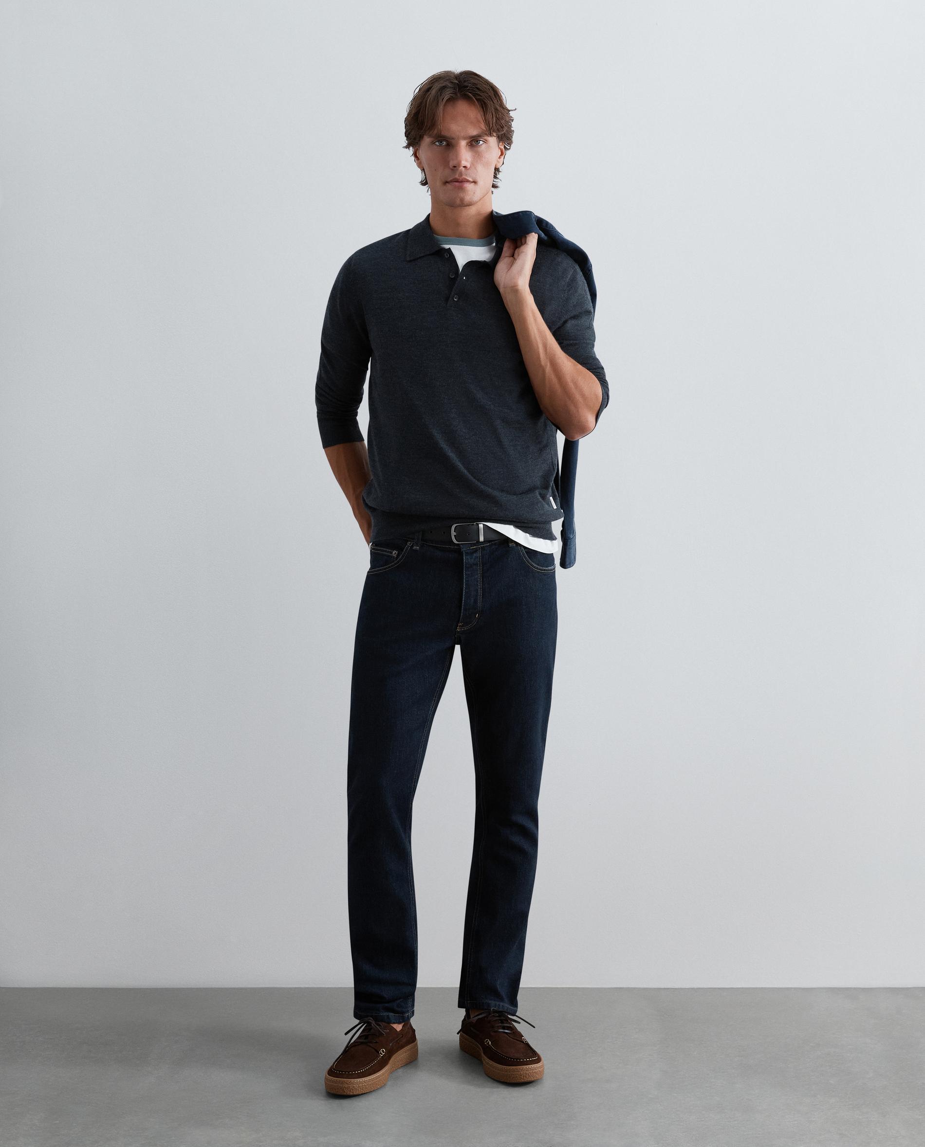Imagem 0 de Jeans Slim Ligeiramente Elásticos com Fecho de Botões