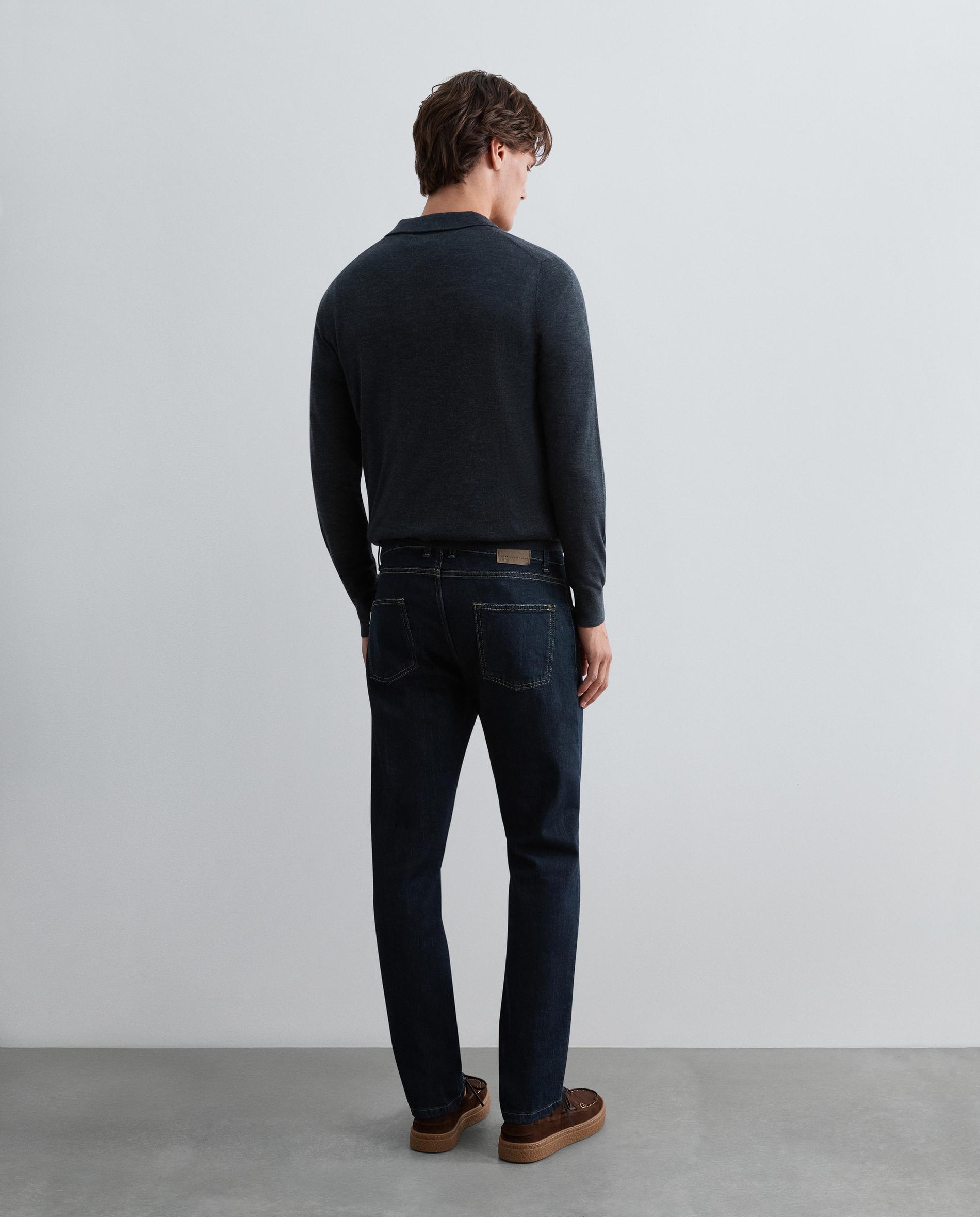 Jeans Slim Ligeiramente Elásticos com Fecho de Botões Azul-marinho-3