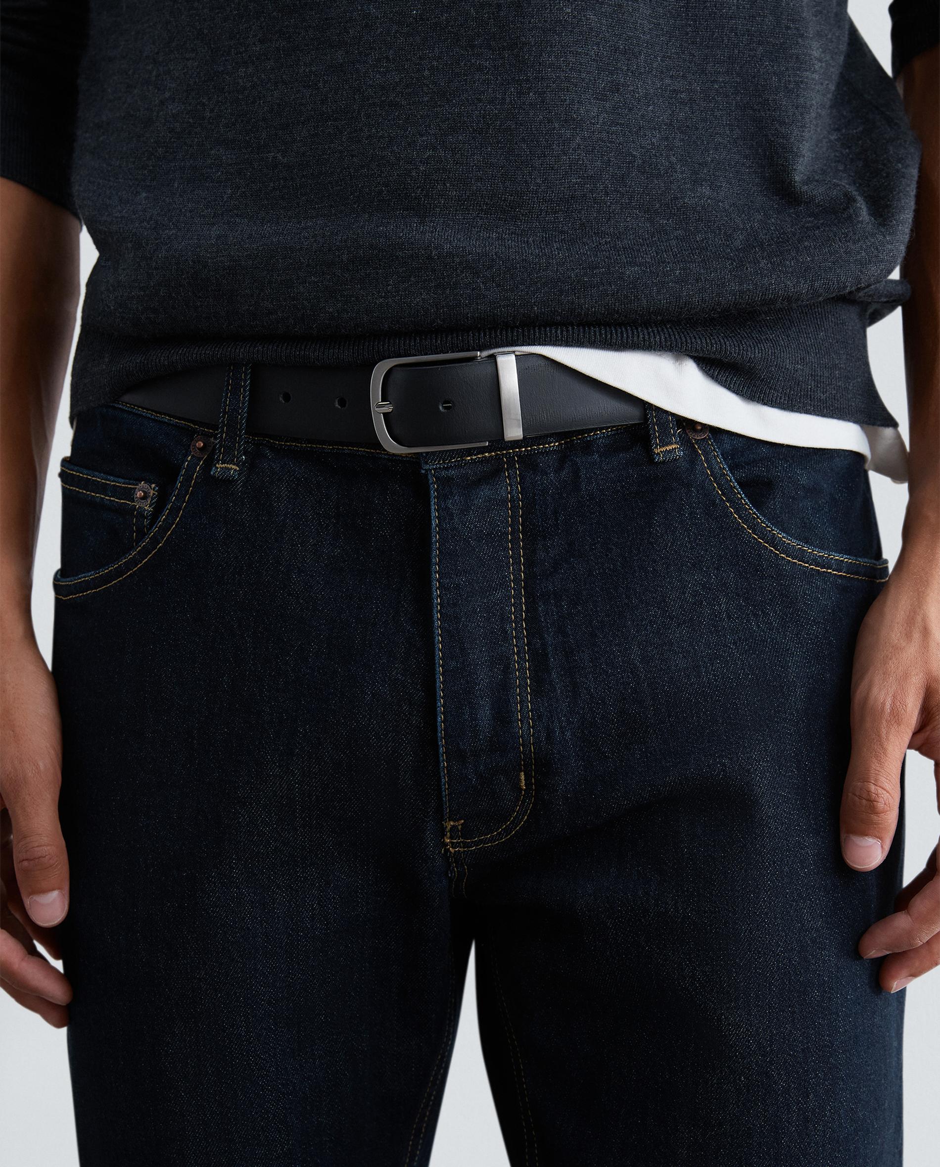 Jeans Slim Ligeiramente Elásticos com Fecho de Botões Azul-marinho-4
