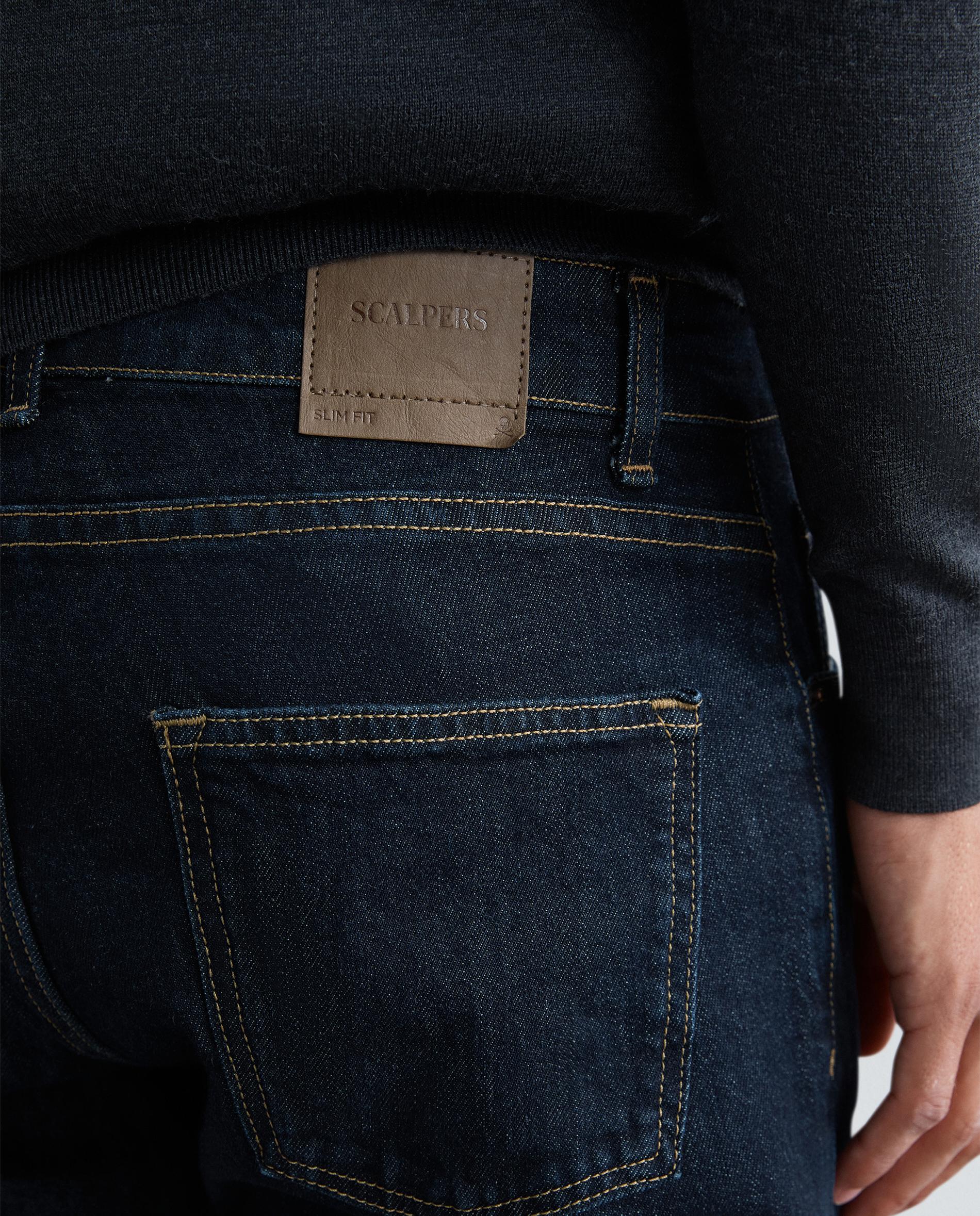 Jeans Slim Ligeiramente Elásticos com Fecho de Botões Azul-marinho-6
