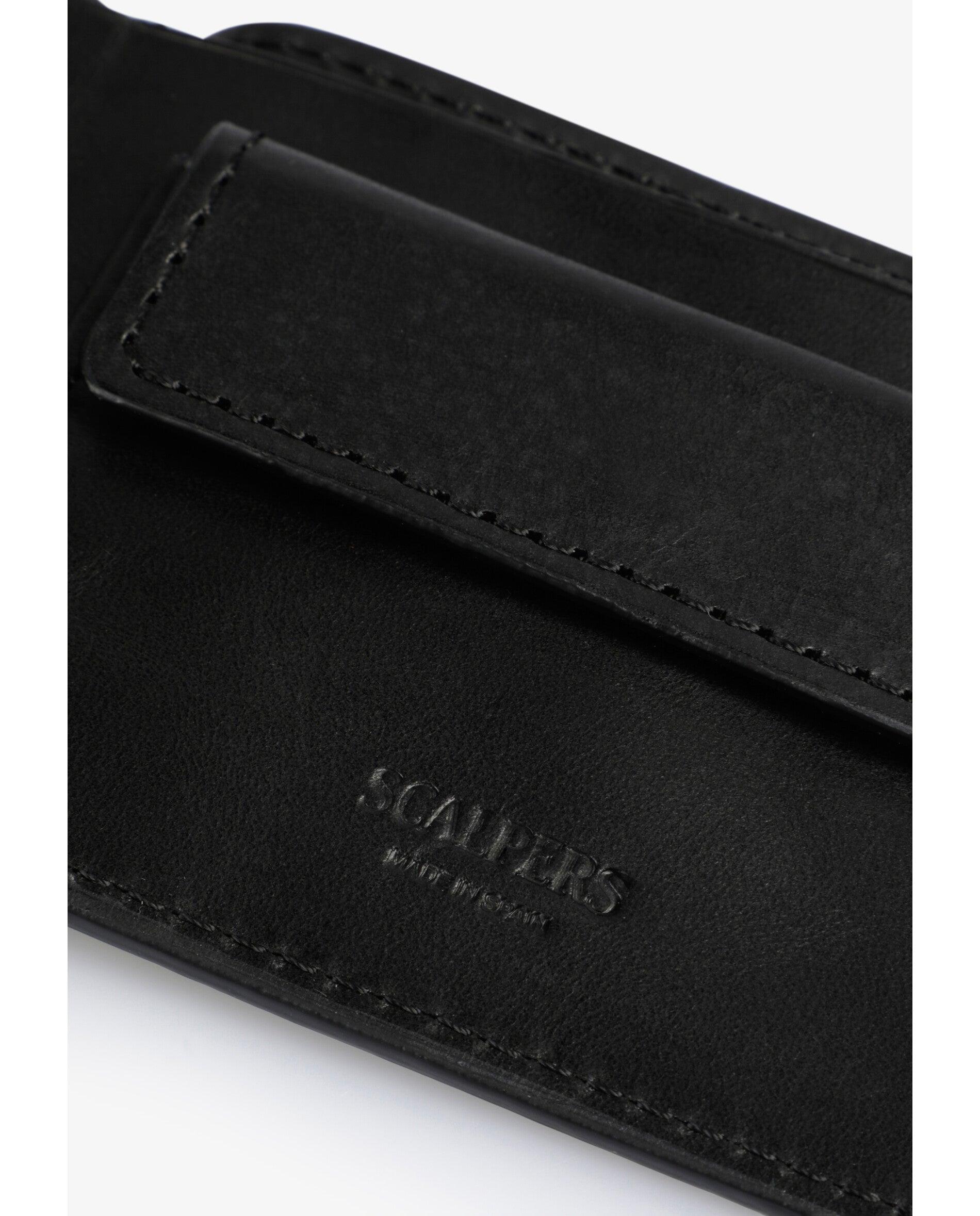 Carteira com Porta-moedas de Pele Plegável Preto-5