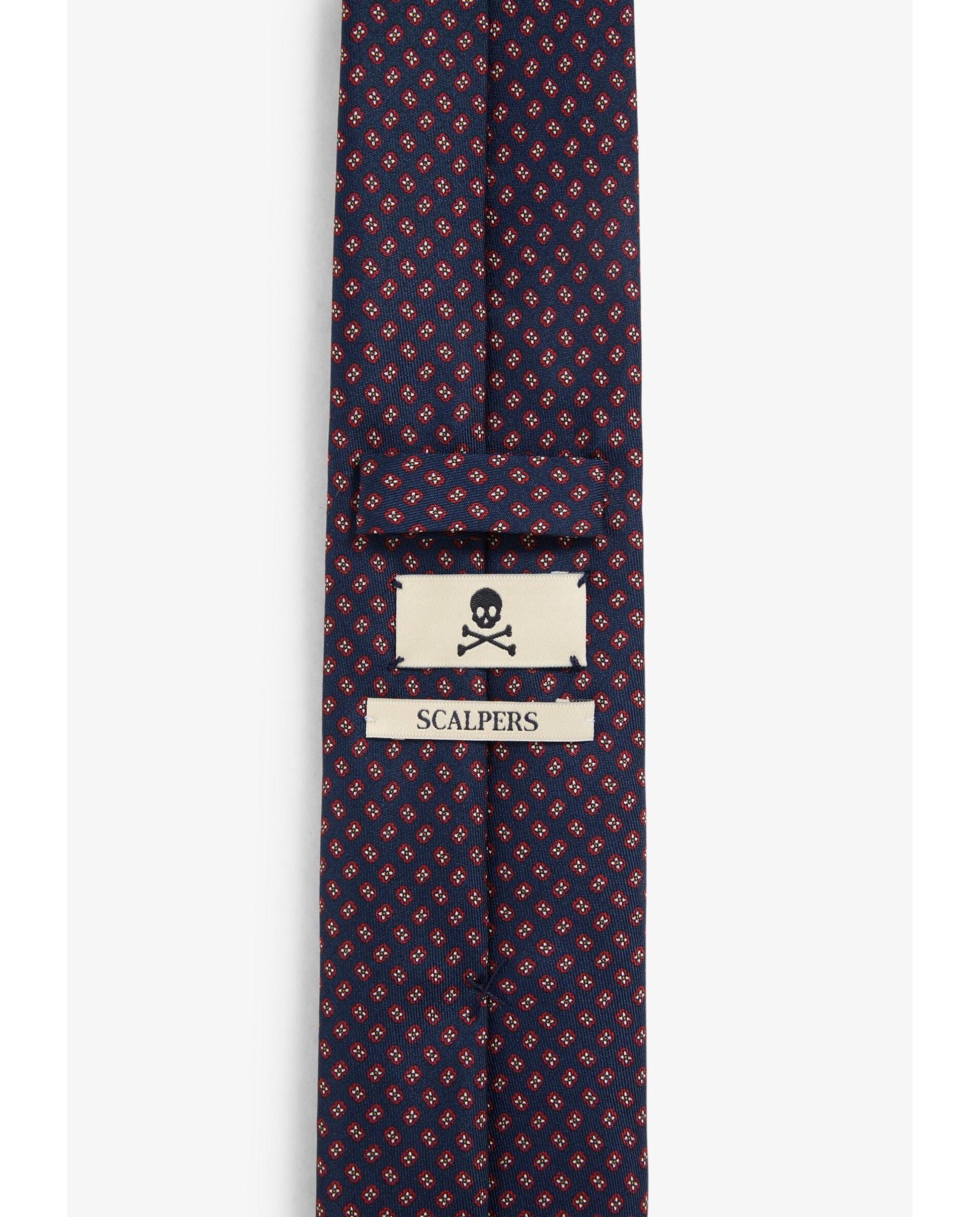 Gravata de Seda Estampada Navy-3