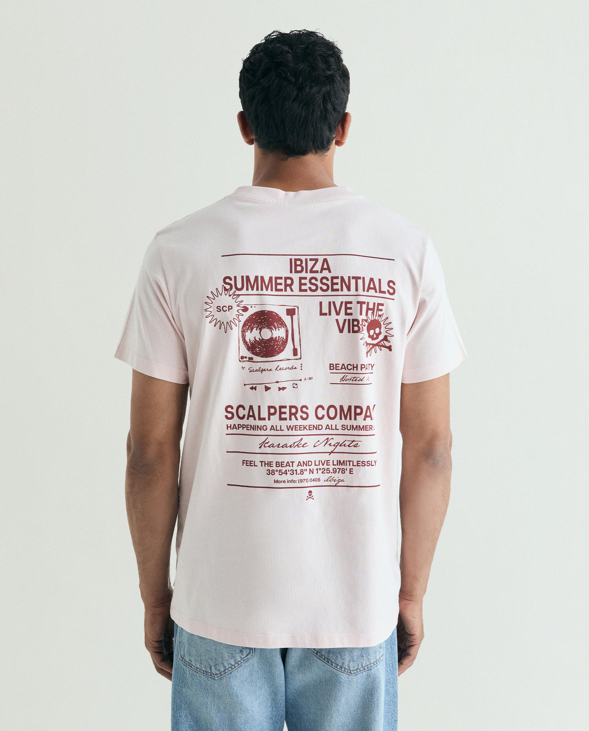 T-shirt de Manga Curta Regular Fit com Print Posterior Rosa-claro-2
