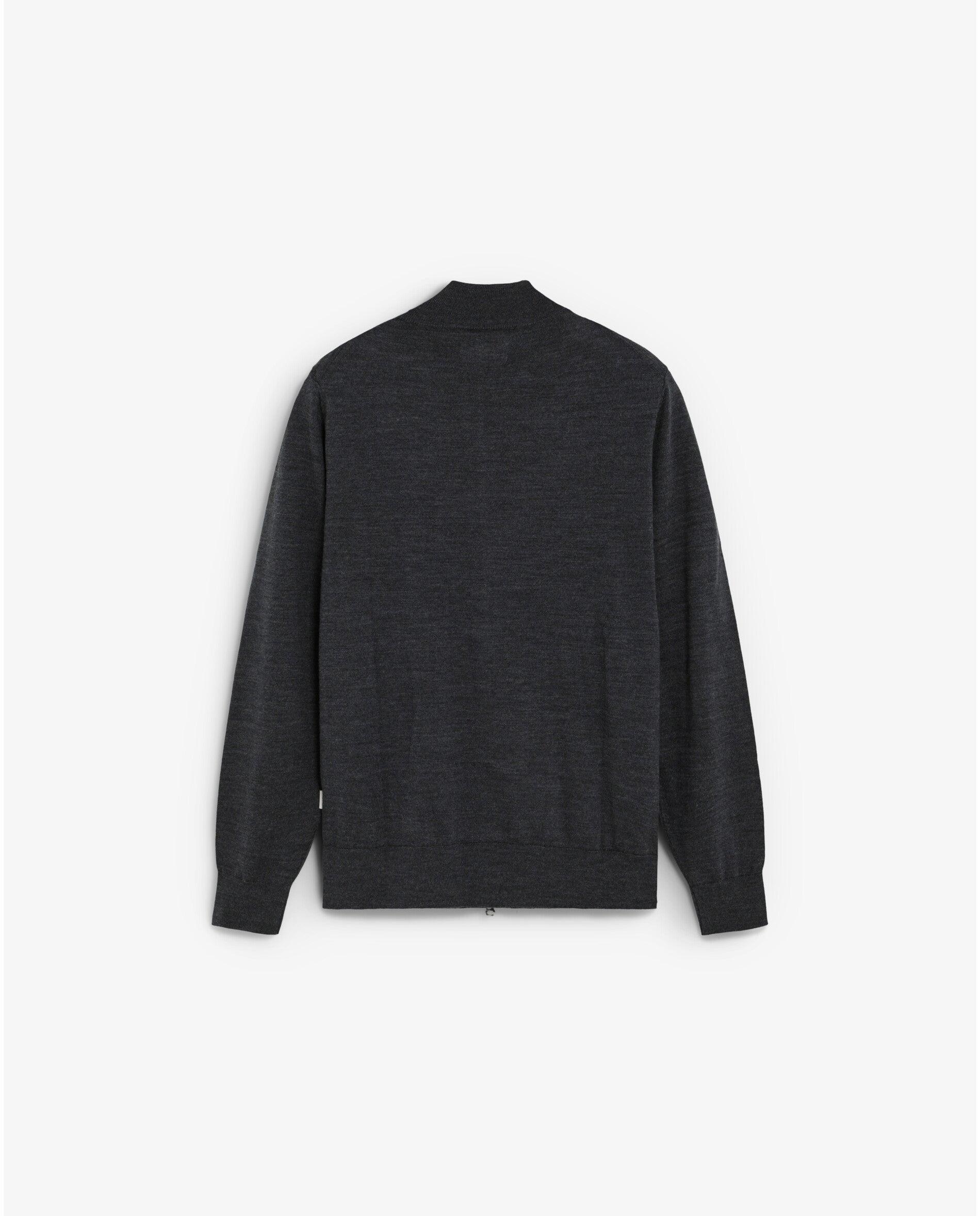 Cardigan com Gola Alta e Fecho Zip Cinzento-escuro-2