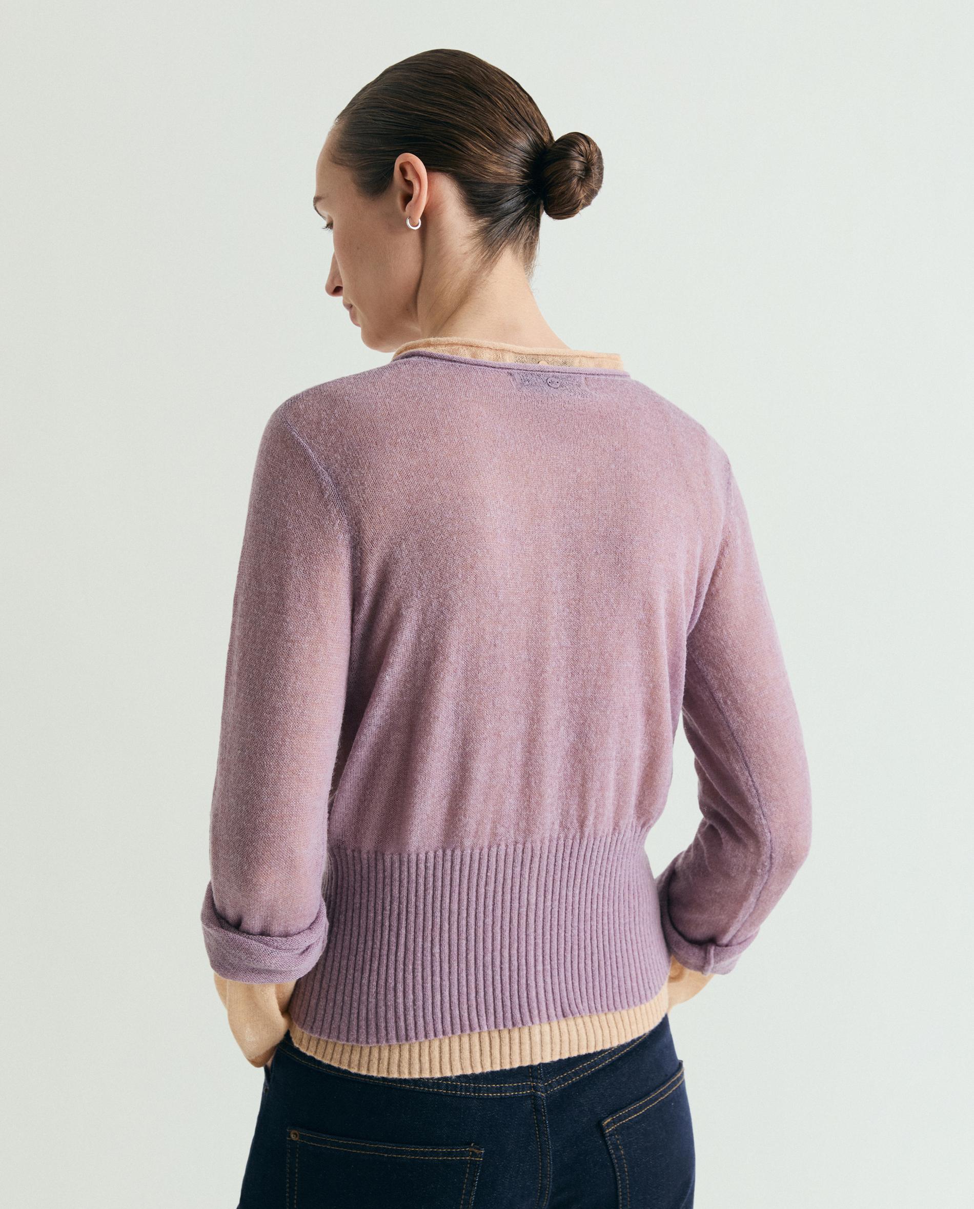 Cardigan de Malha Fina com Botões Efeito Madrepérola Rosa-2
