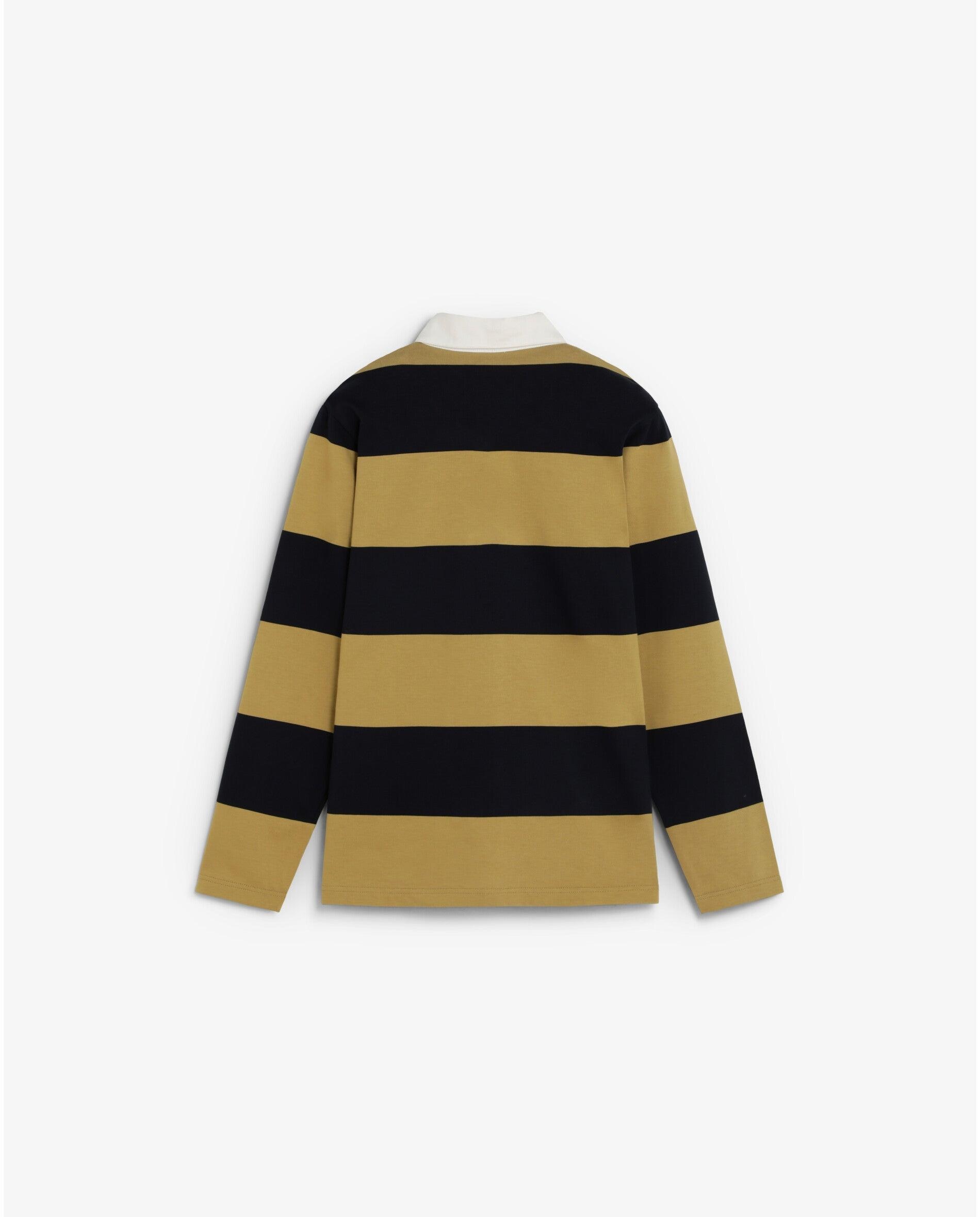 Polo de Manga Comprida Às Riscas Horizontais Azul-marinho / Amarelo-2