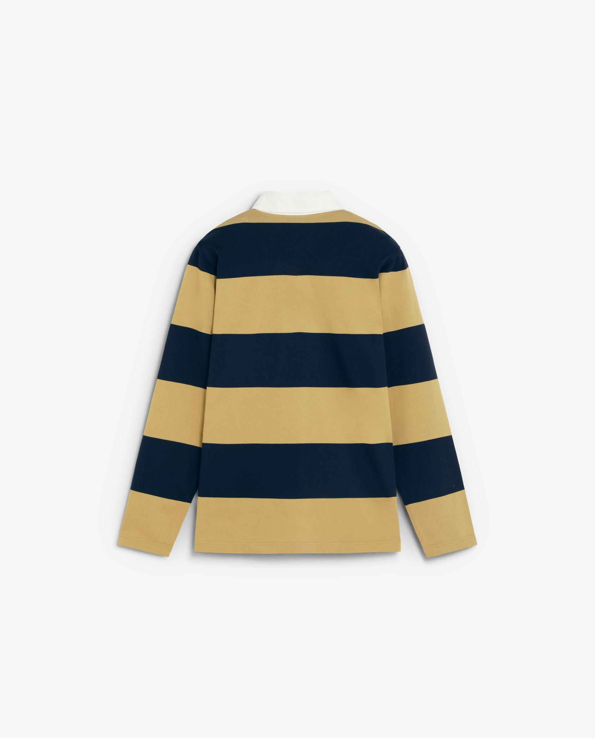 Polo de Manga Comprida Às Riscas Horizontais Azul-marinho / Amarelo-6