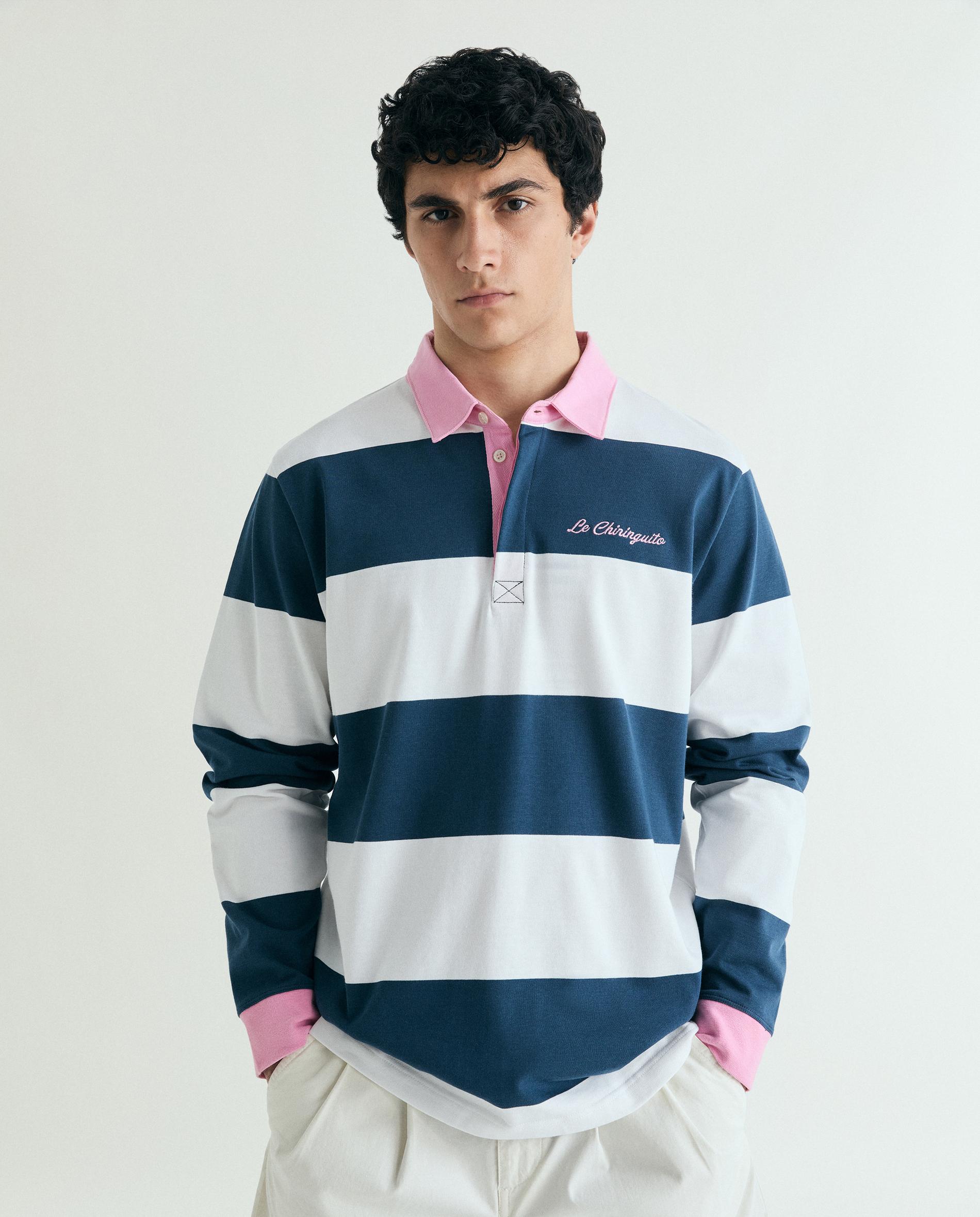 Imagem 0 de Sweatshirt de Manga Comprida Às Riscas com Gola Polo