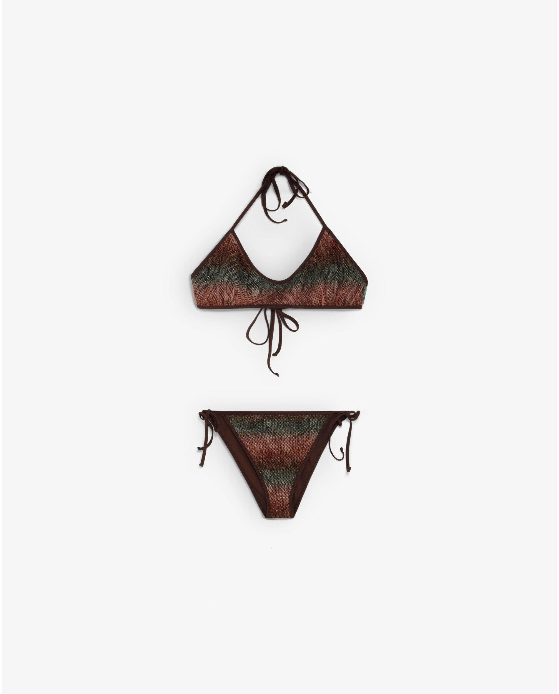 Biquíni Completo com Top Ajustável e Cueca com Laços Castanho-4