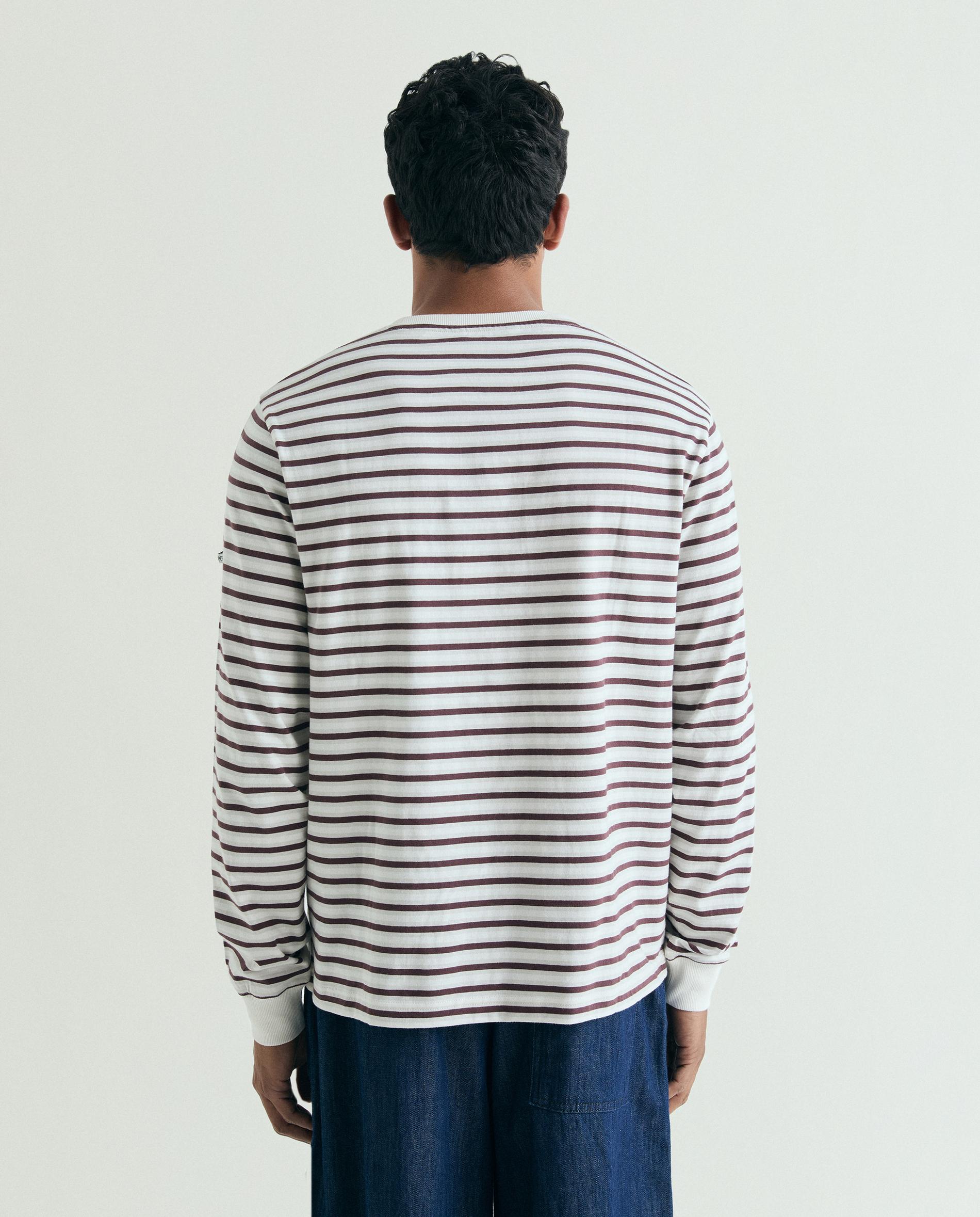 T-shirt de Manga Comprida Boxy Fit Às Riscas Bordeaux-2