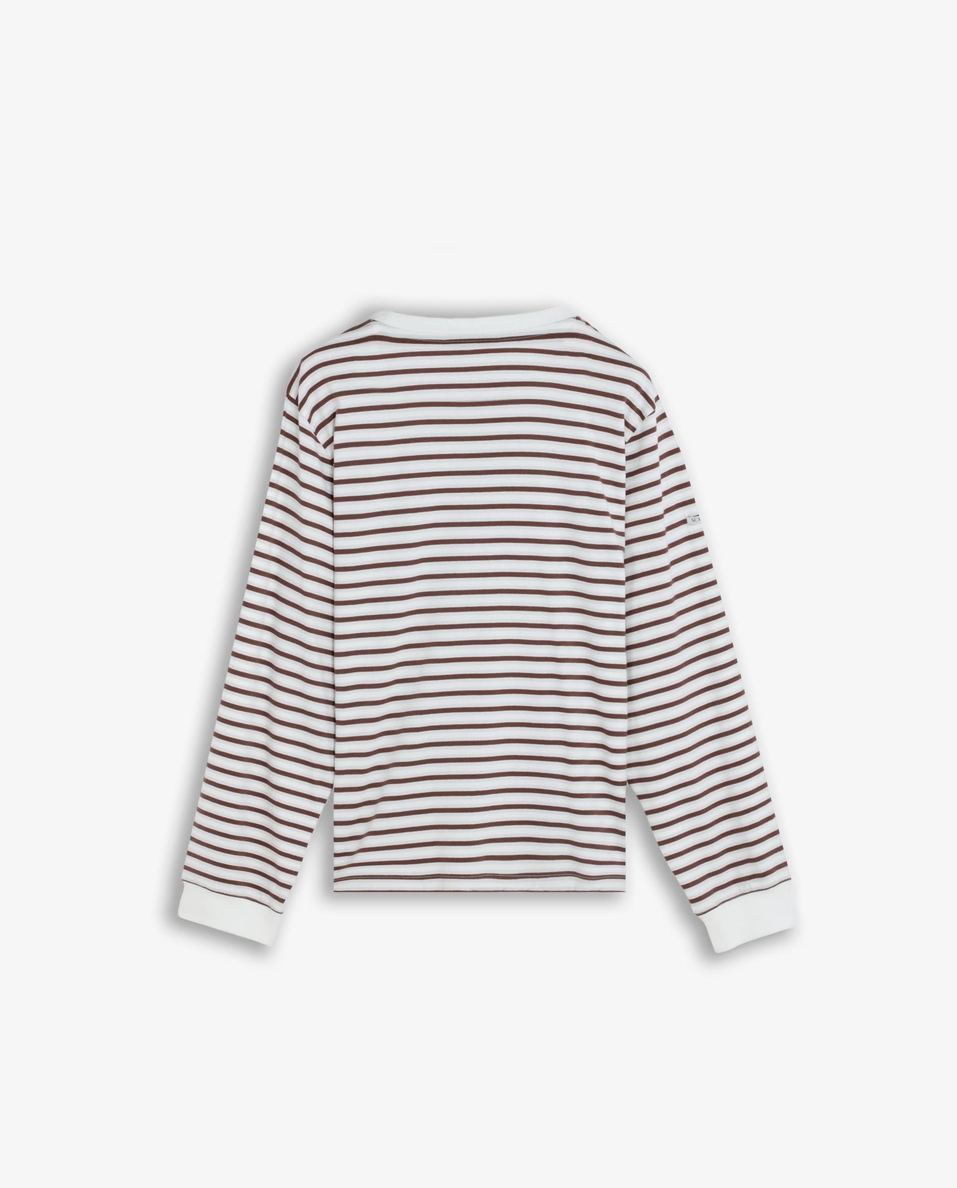 T-shirt de Manga Comprida Boxy Fit Às Riscas Bordeaux-5