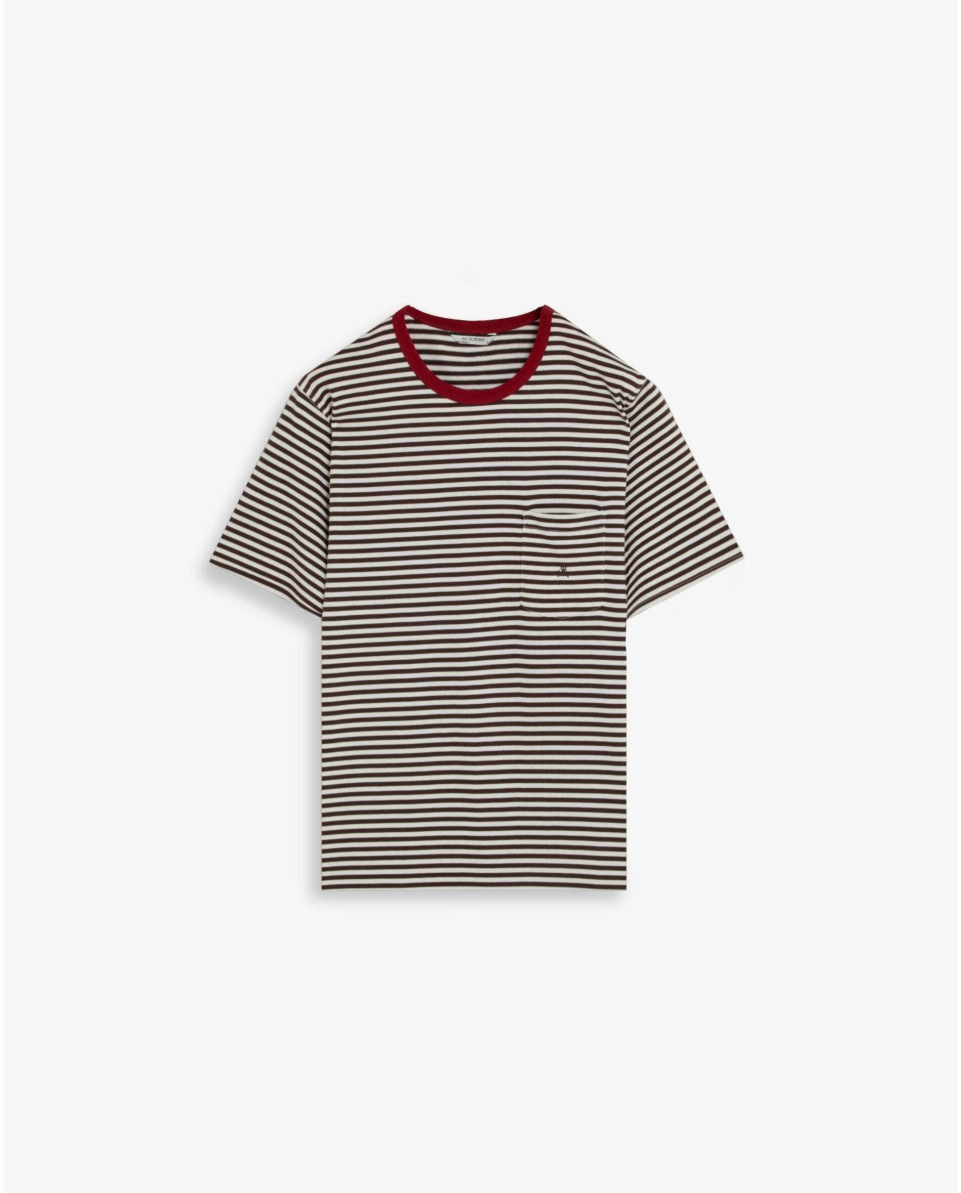 Imagem 0 de T-shirt de Manga Curta Às Riscas com Bolso no Peito