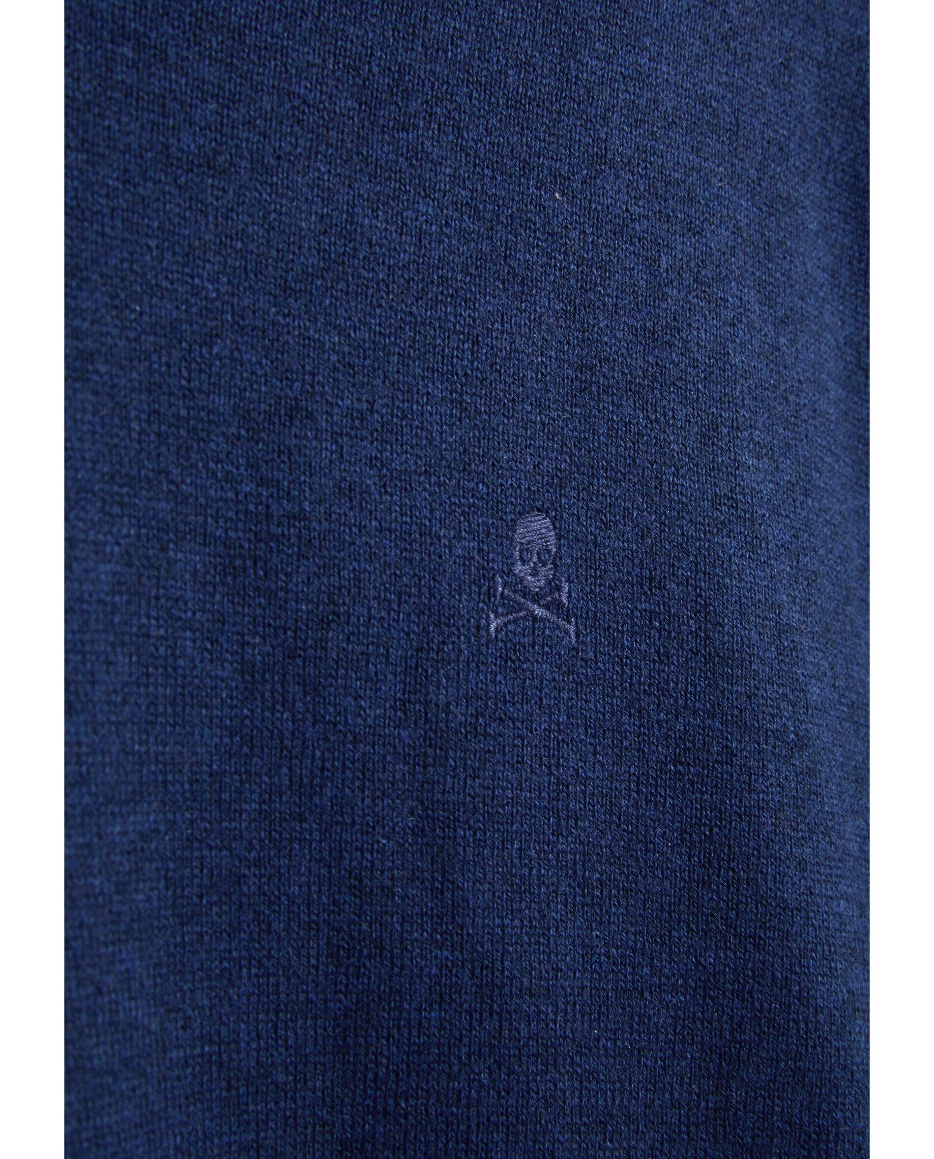 Camisola de Gola Redonda com Acabamentos Canelados Azul-8