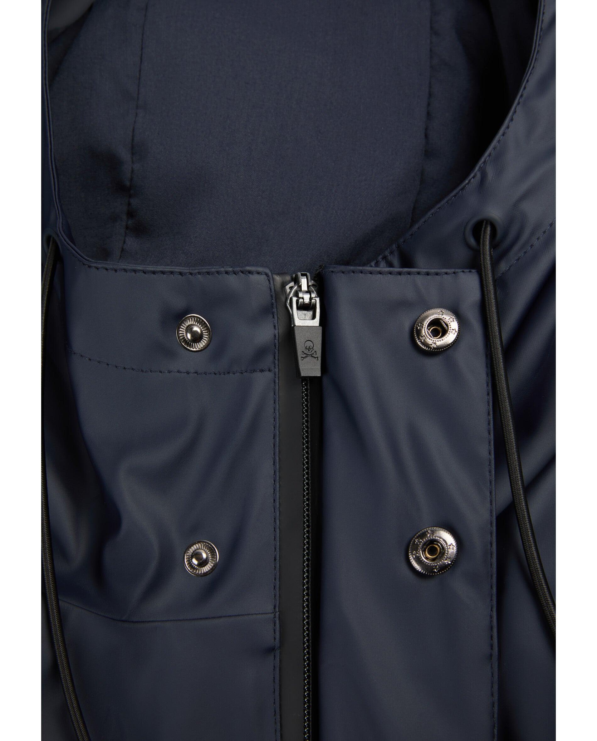 Corta-vento Impermeável com Capuz e Fecho Zip Termosselado Azul-marinho-3