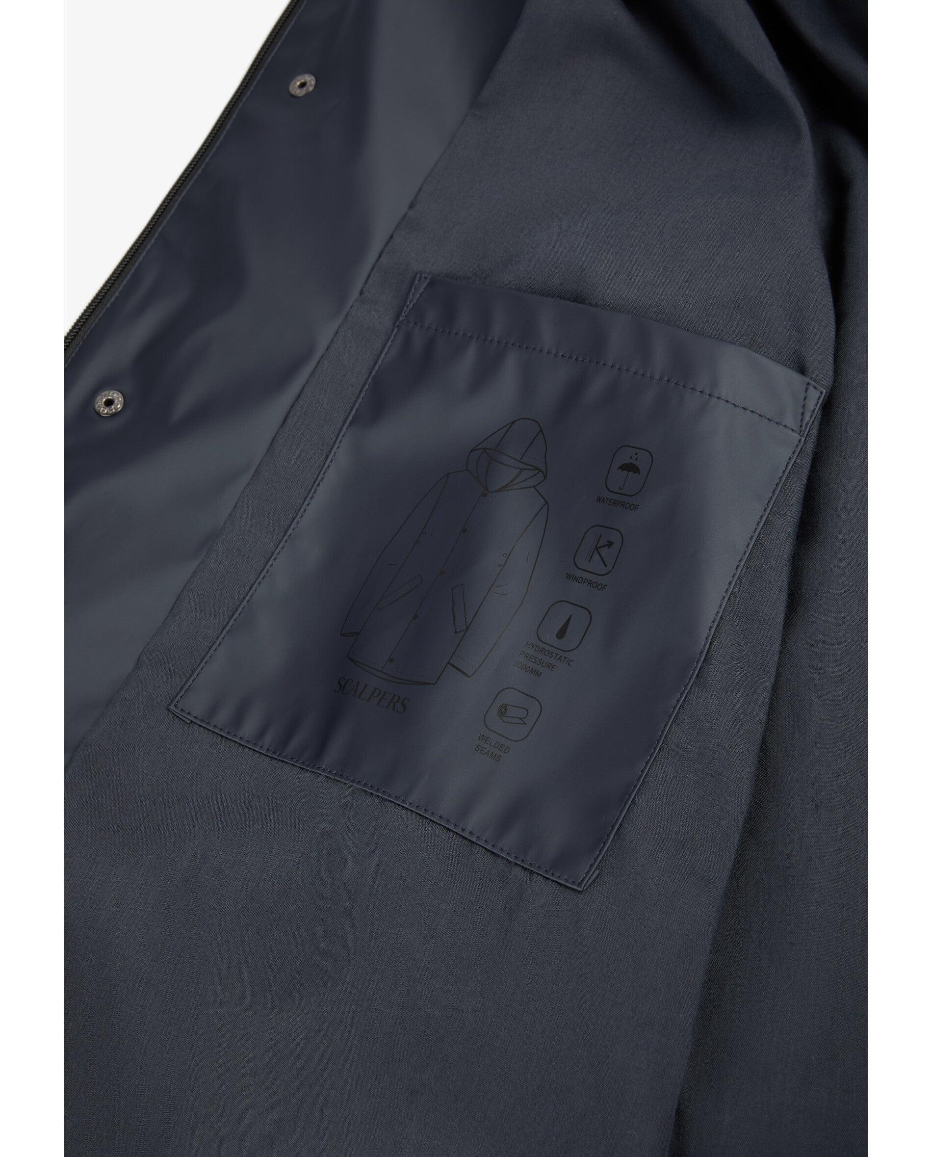 Corta-vento Impermeável com Capuz e Fecho Zip Termosselado Azul-marinho-7