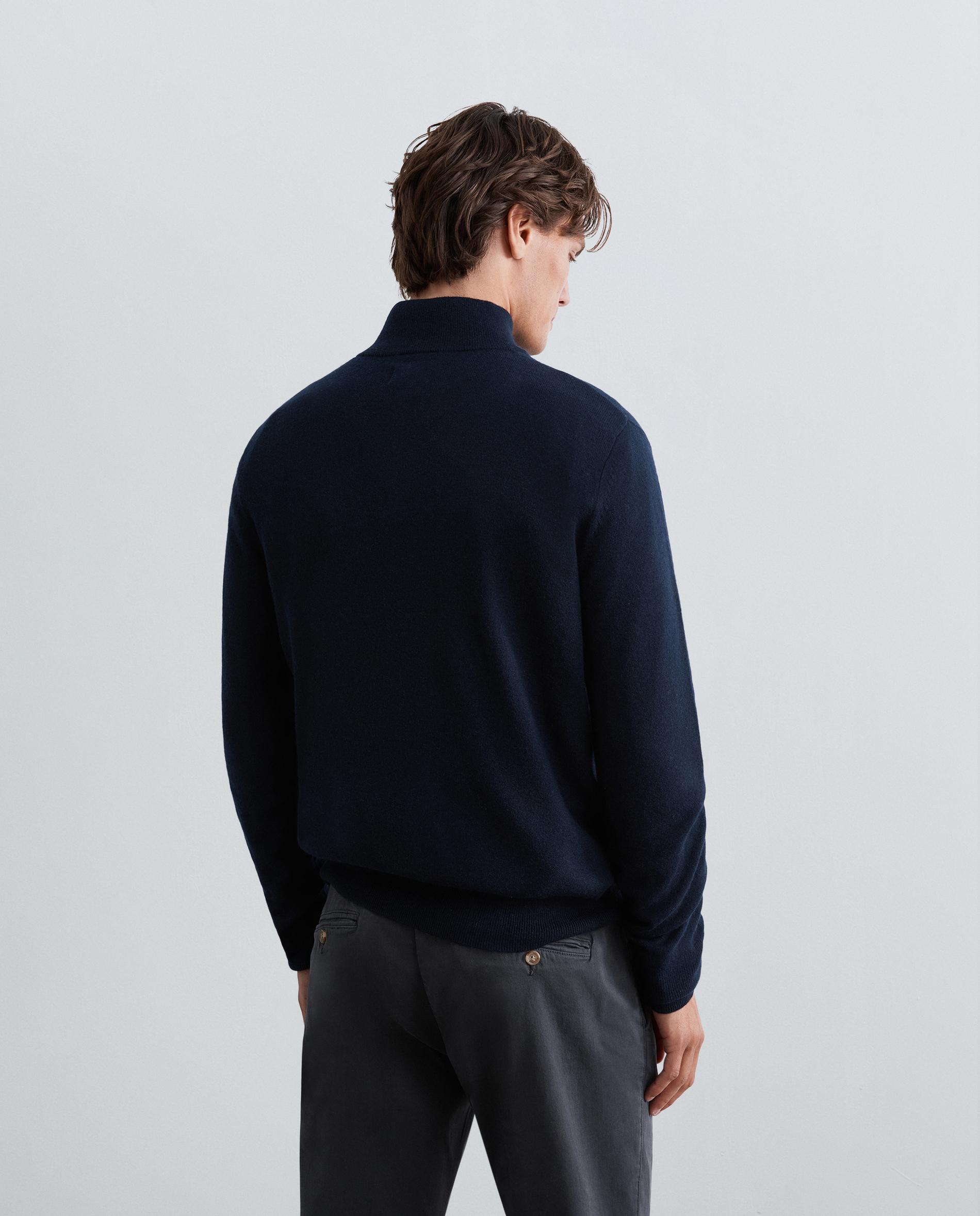 Camisola de Lã Merino com Gola Half-zip Navy-4
