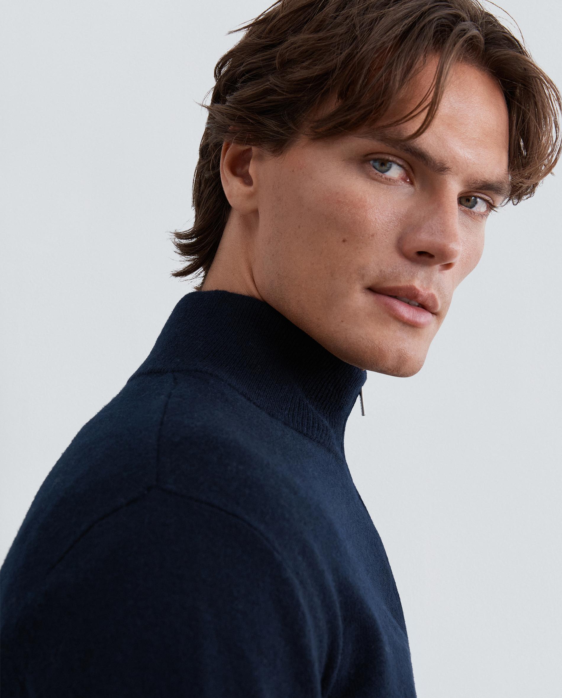 Camisola de Lã Merino com Gola Half-zip Navy-5