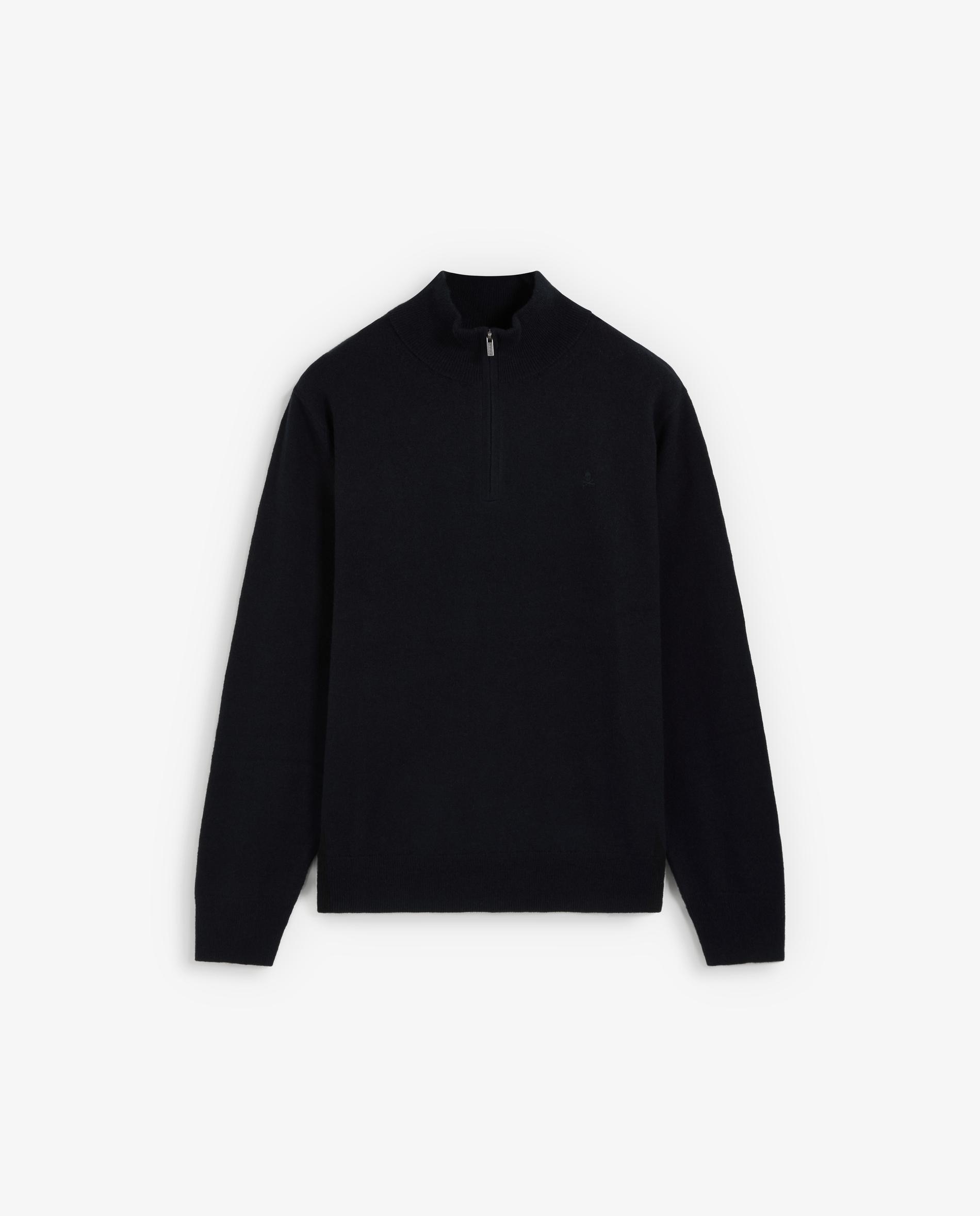 Camisola de Lã Merino com Gola Half-zip Navy-6