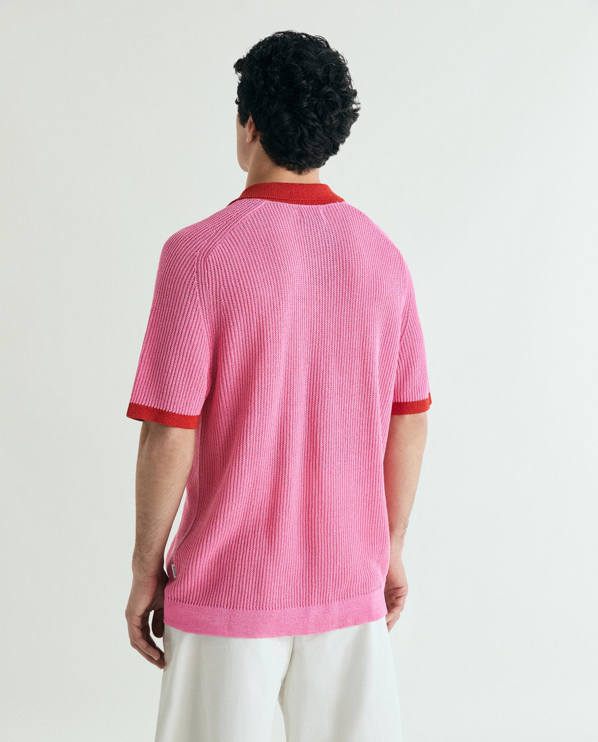 Cardigan de Manga Curta com Botões e Gola com Lapela Rosa-3