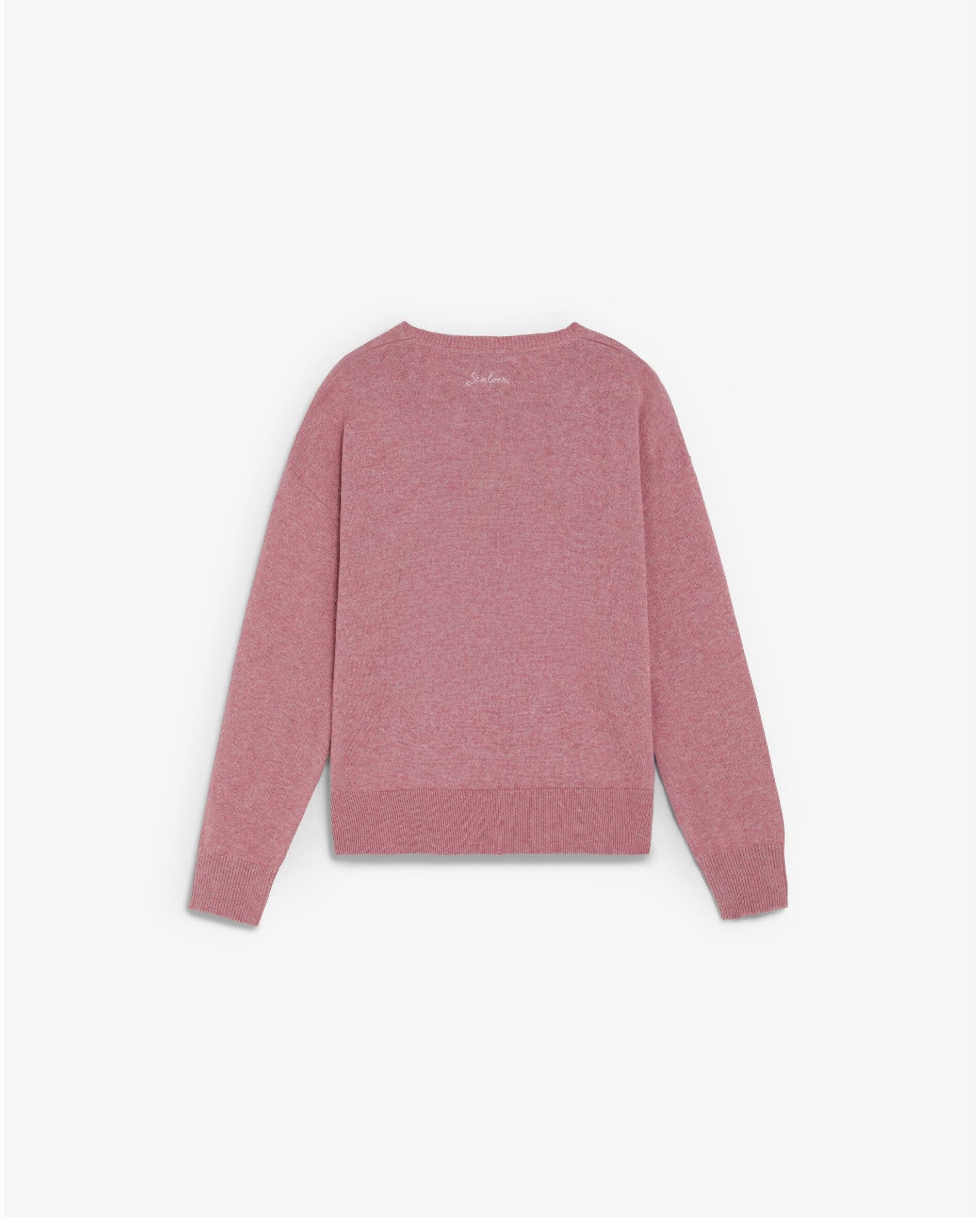 Camisola Infantil com Gola Redonda e Caveira em Tom Frontal Rosa-2